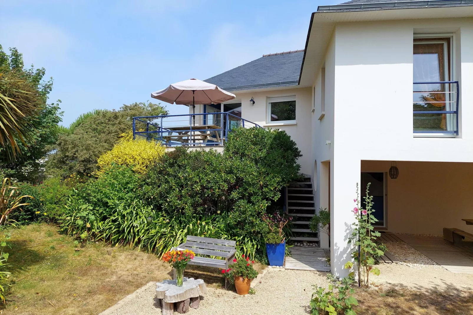 Panorama Meerblick Ferienhaus mit Dachterrasse Guissény-Extérieur été