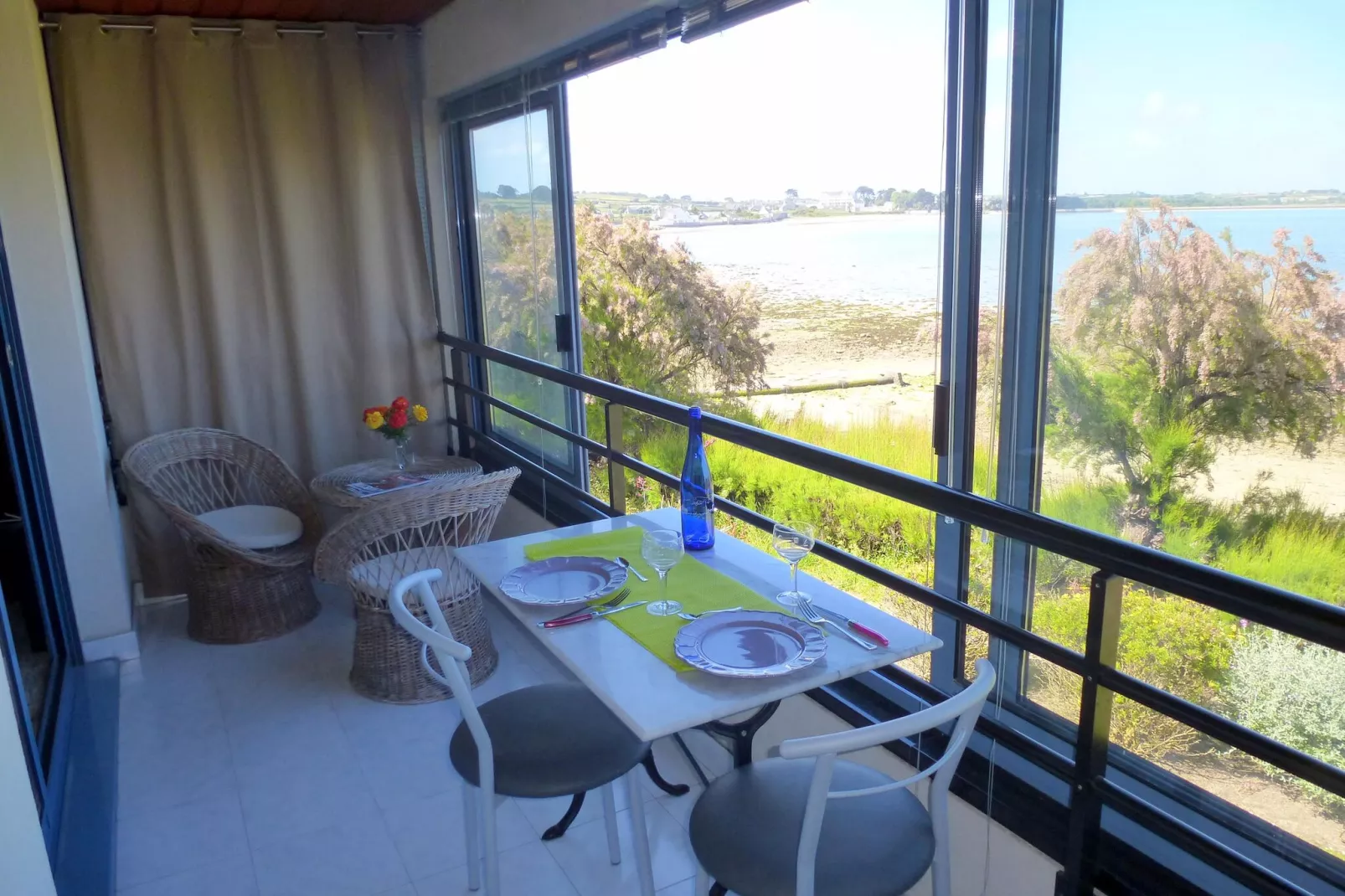 180° Panorama Meerblick Ferienwohnung Roscoff-Terrace balcony