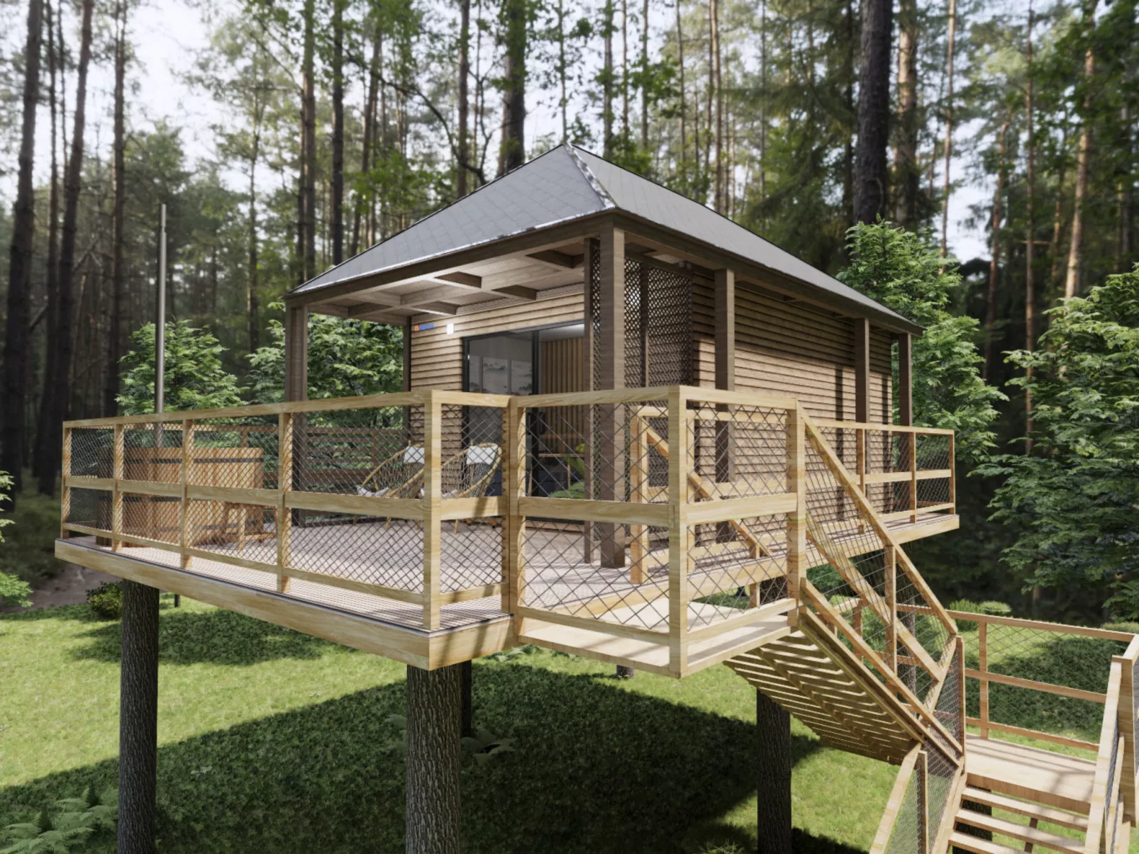Premium Baumhaus mit 1 Schlafzimmer-Outside