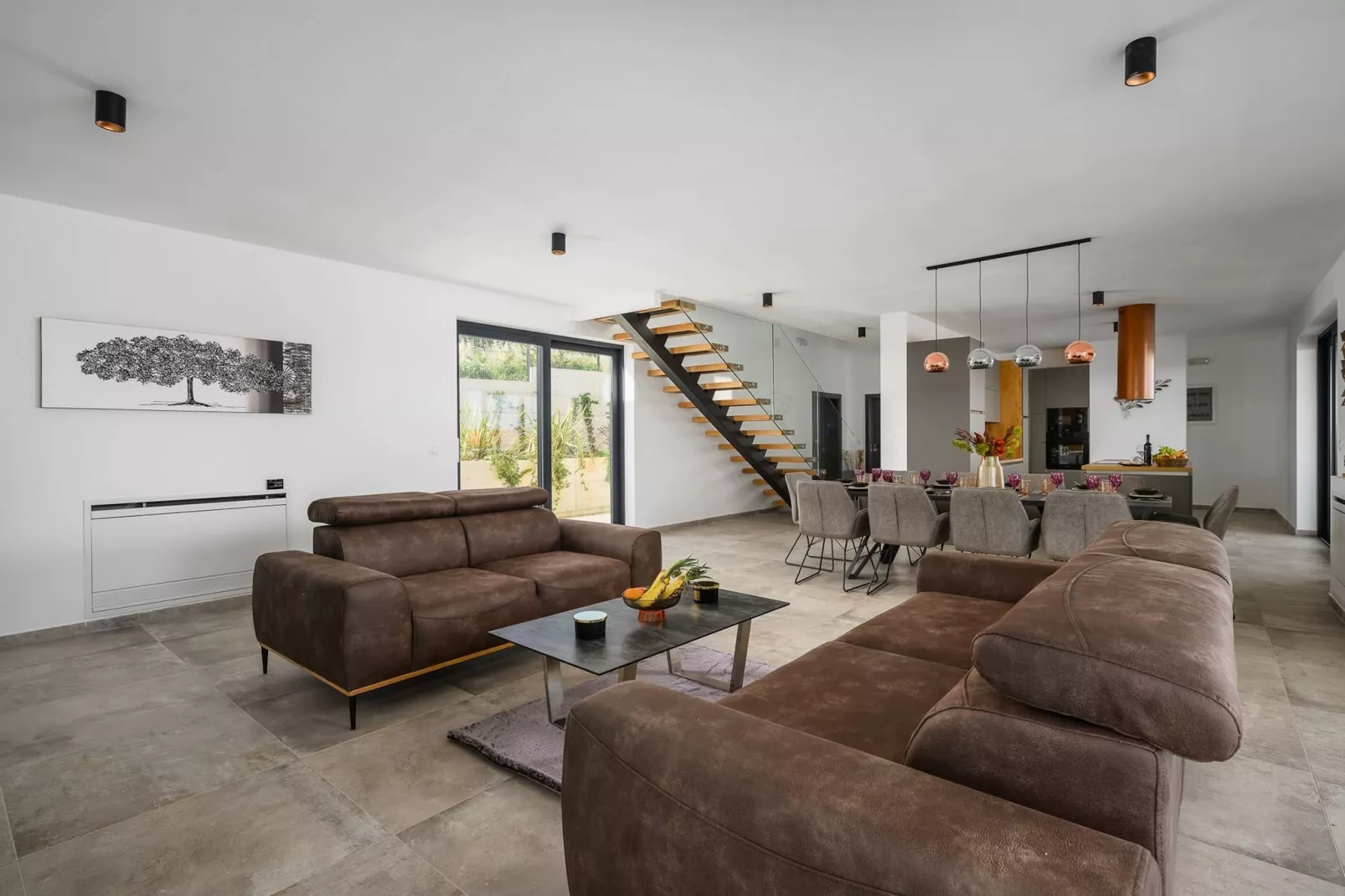Villa de la Vie with Heated Swimming Pool-Living room