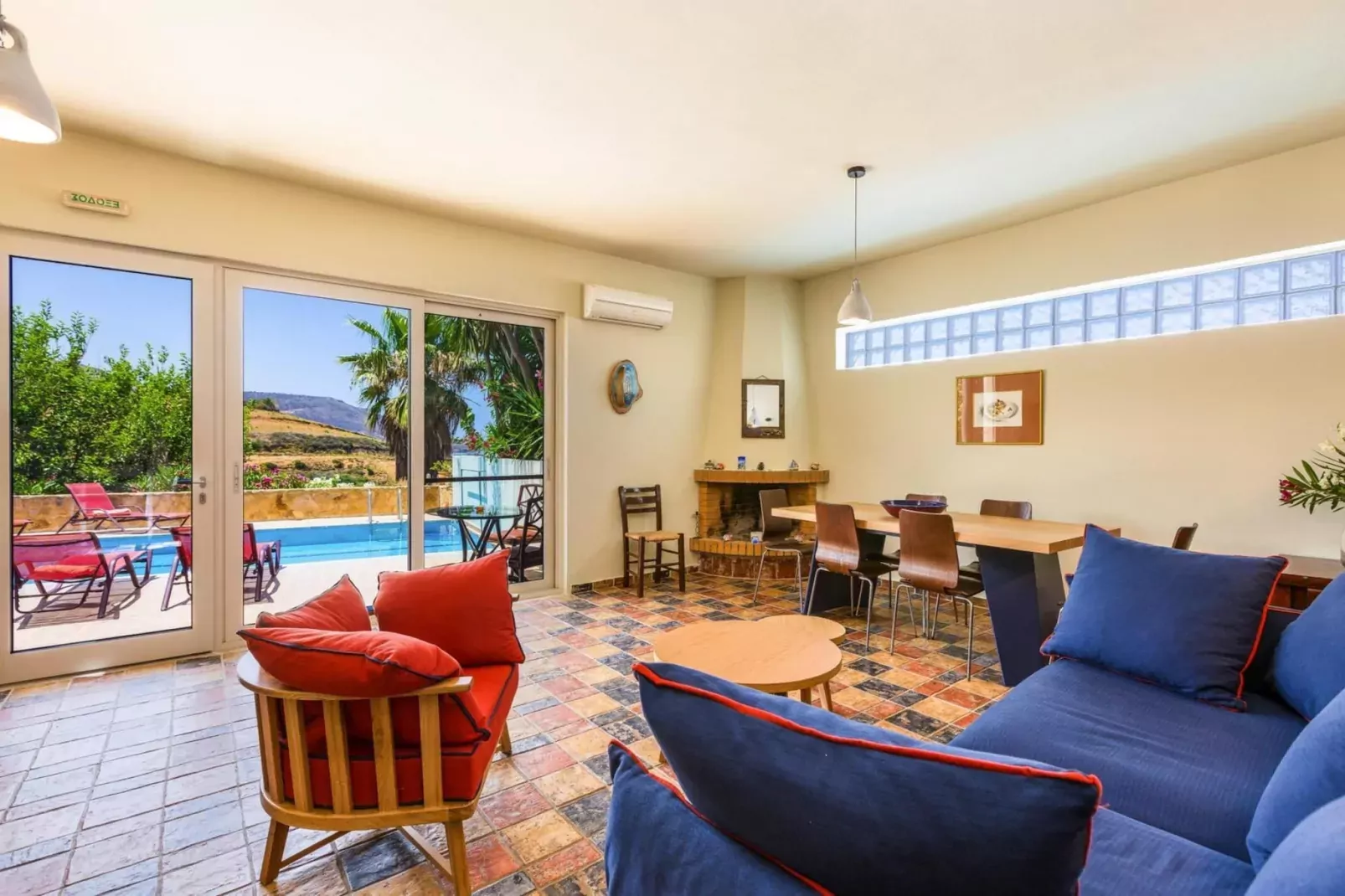 Villas Avra & Pyrgos, Episkopi-Villa Avra, ca. 120 qm, 6 pax-Wohnzimmer