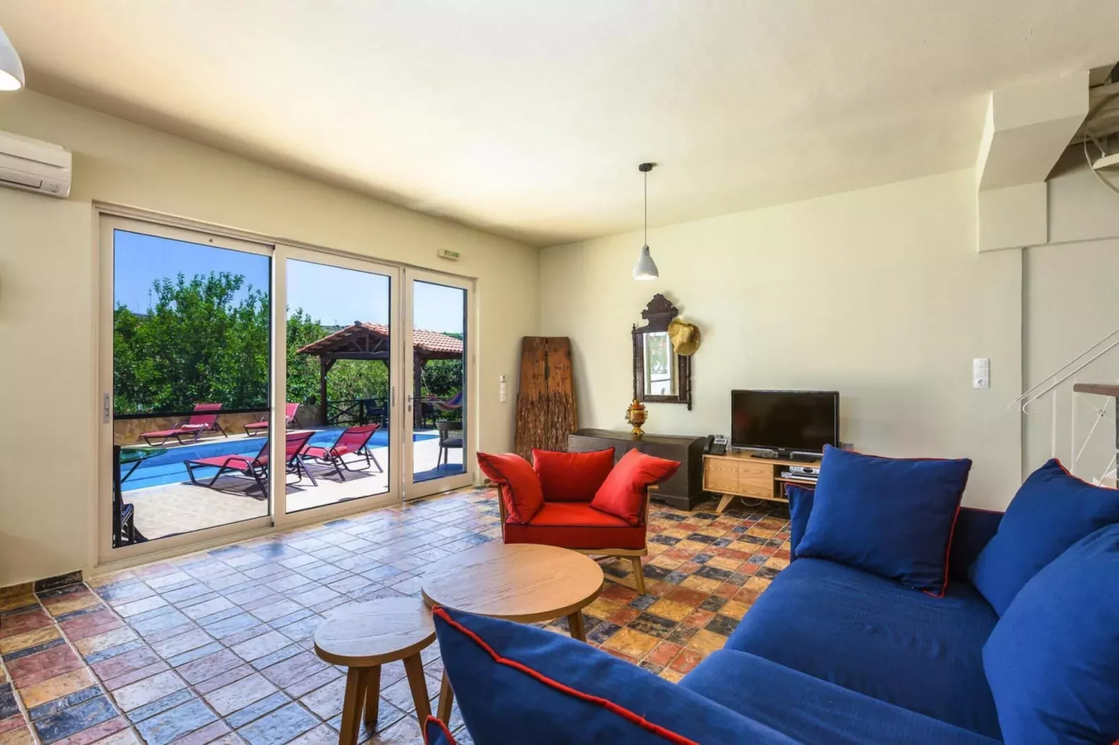 Villas Avra & Pyrgos, Episkopi-Villa Avra, ca. 120 qm, 6 pax-Wohnzimmer