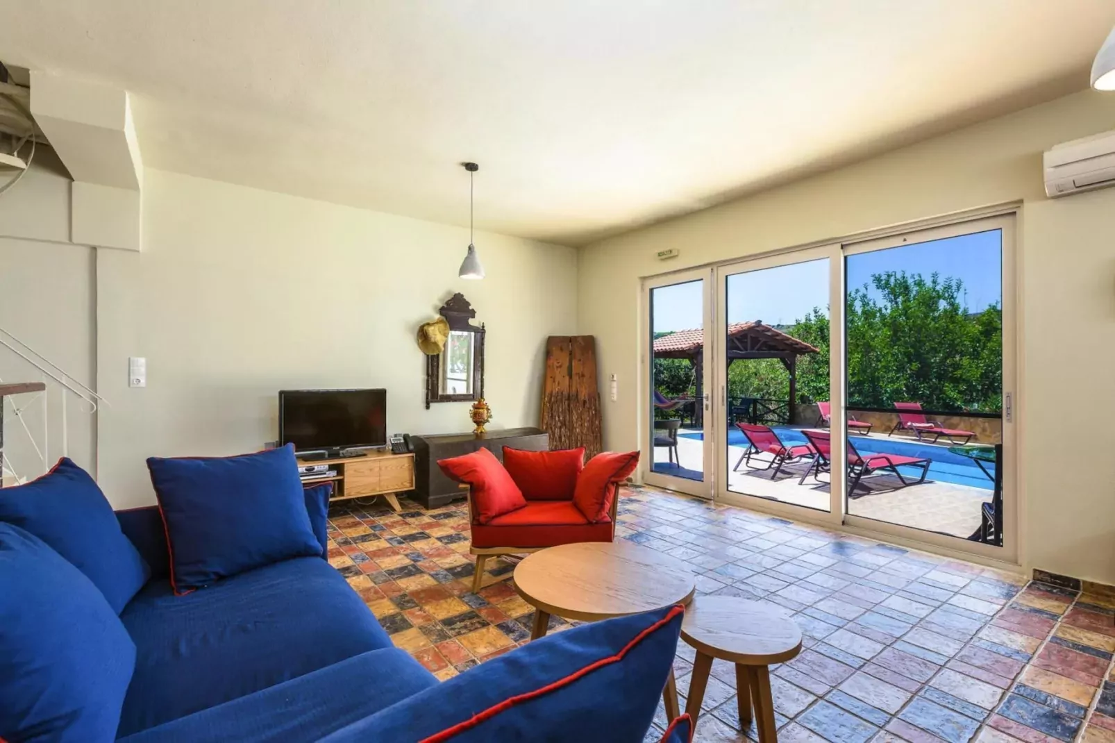 Villas Avra & Pyrgos, Episkopi-Villa Avra, ca. 120 qm, 6 pax-Wohnzimmer