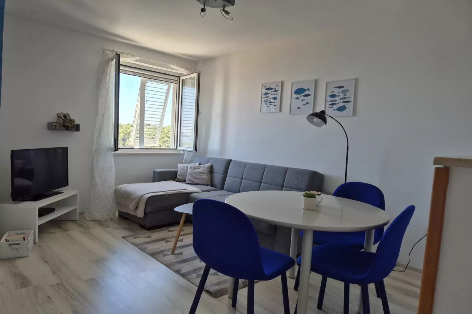 Apartments Matea - One-Bedroom Apartment with Sea View - (Štikovica)-Living room