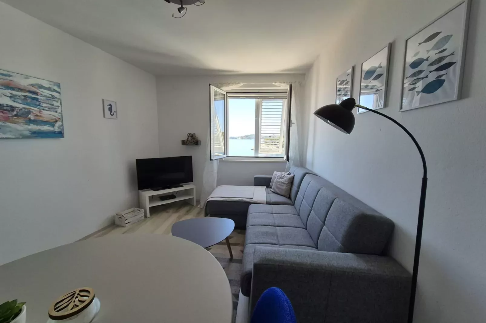Apartments Matea - One-Bedroom Apartment with Sea View - (Štikovica)-Living room