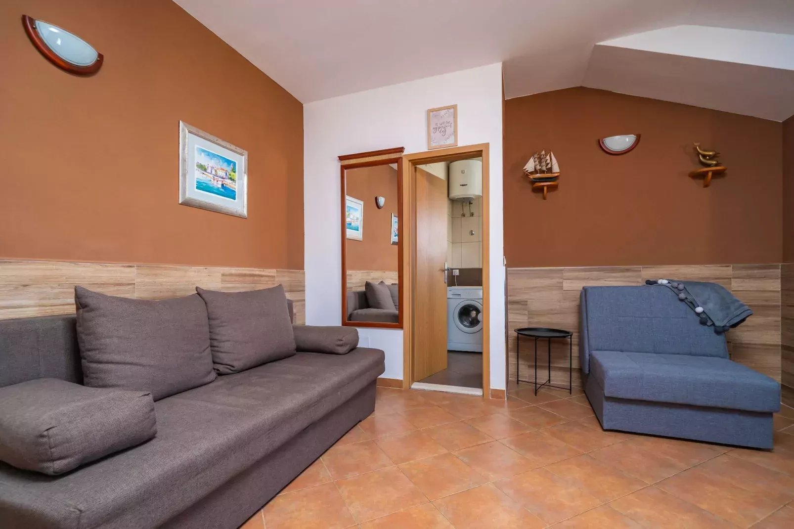 Apartments Senjo - One Bedroom Apartment with Balcony with Sea View (Apartman 1)-Salon