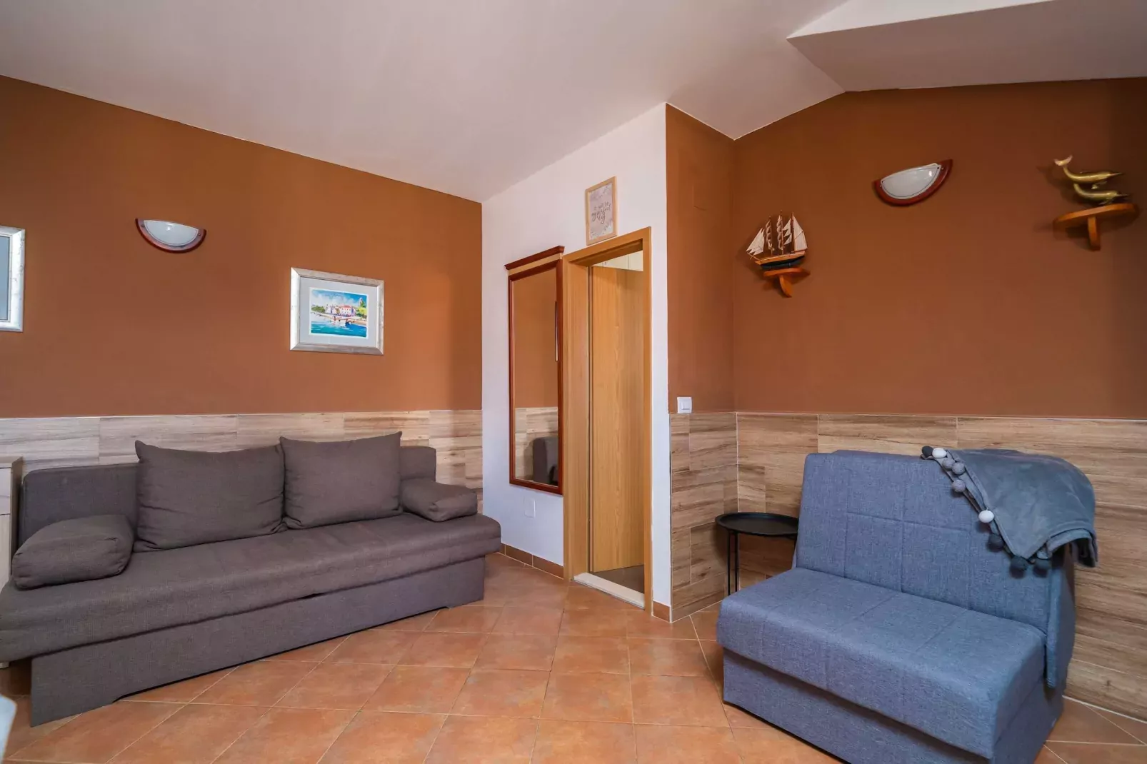 Apartments Senjo - One Bedroom Apartment with Balcony with Sea View (Apartman 1)-Salon