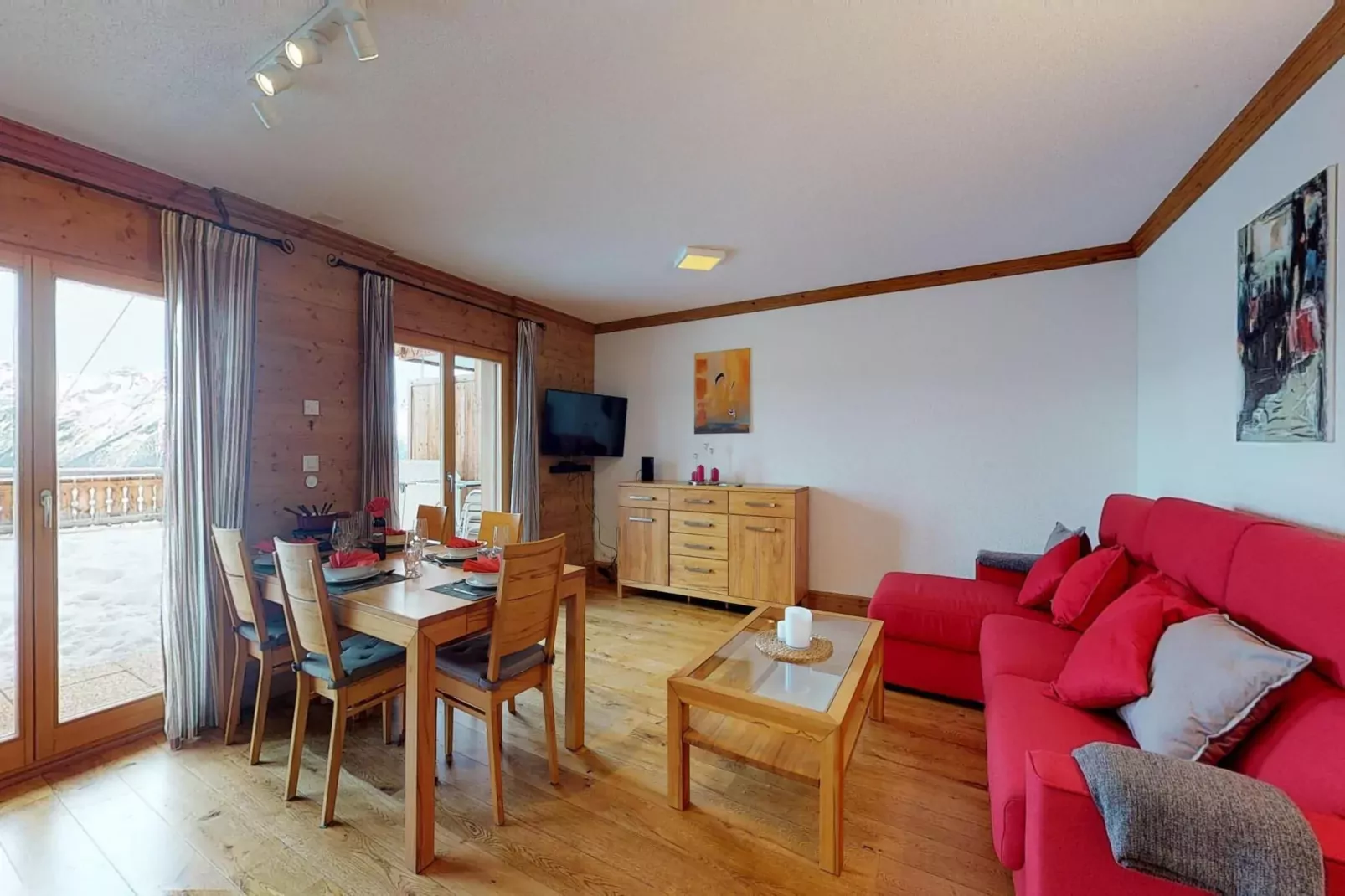 Hauts de Veysonnaz HV1 002 - SAUNA apartment 6 per-Living room