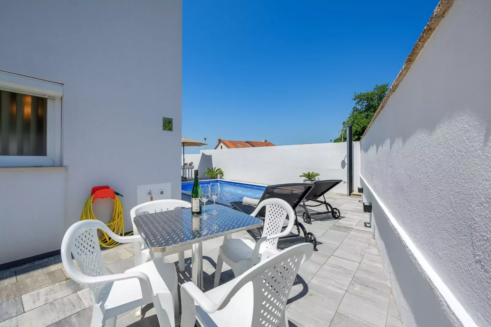 Apartment Vedran with heated pool, near Porec-Terrace balcony