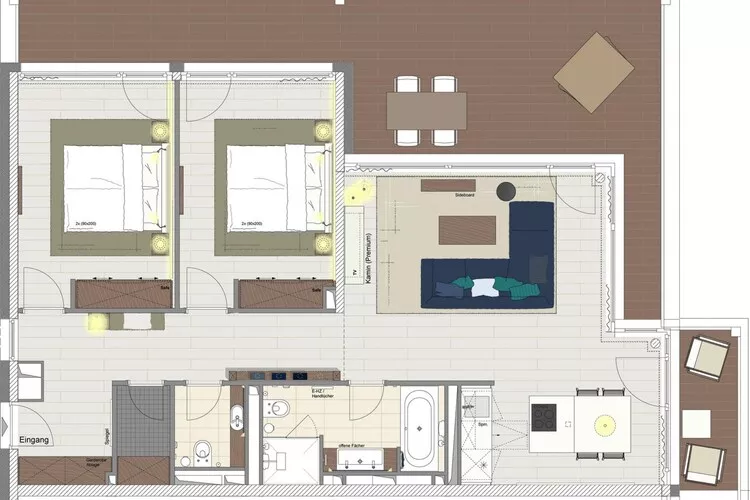 Apartments im MAREMÜRITZ Yachthafen Resort & Spa / Anker Penthouse Suite 4 Personen-Floor plan