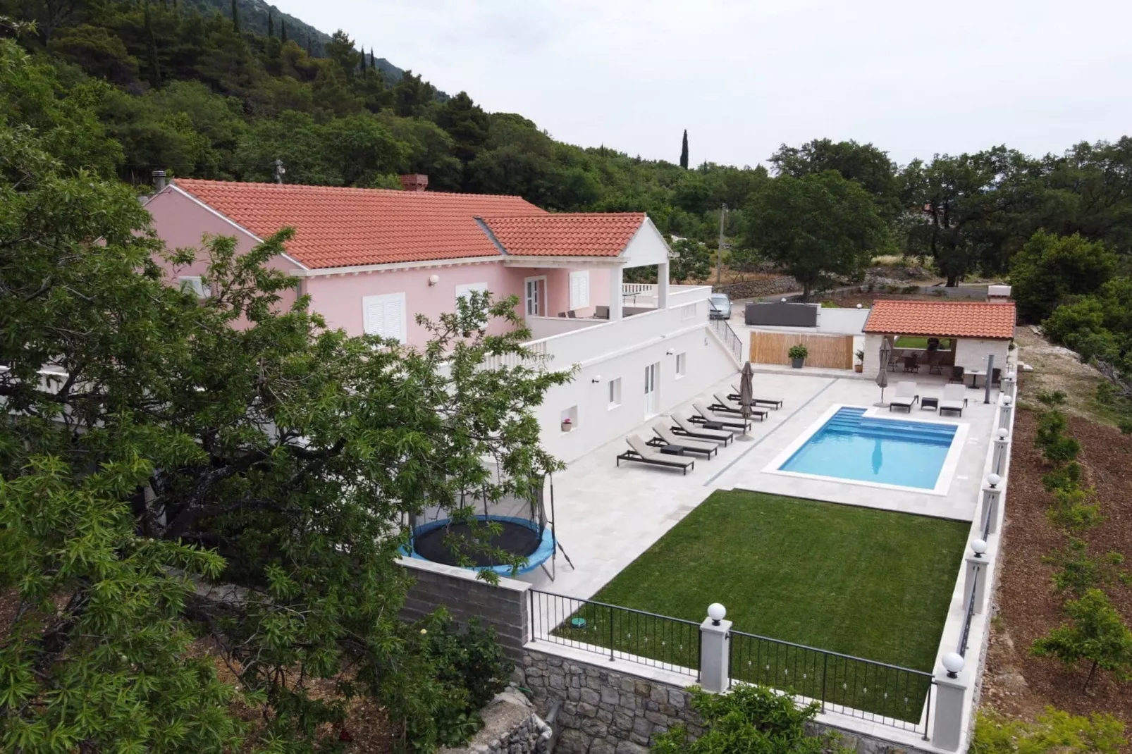 Villa Dragić- Four Bedroom Villa with Swimming Pool, Terrace and Sea View-Exterior summer