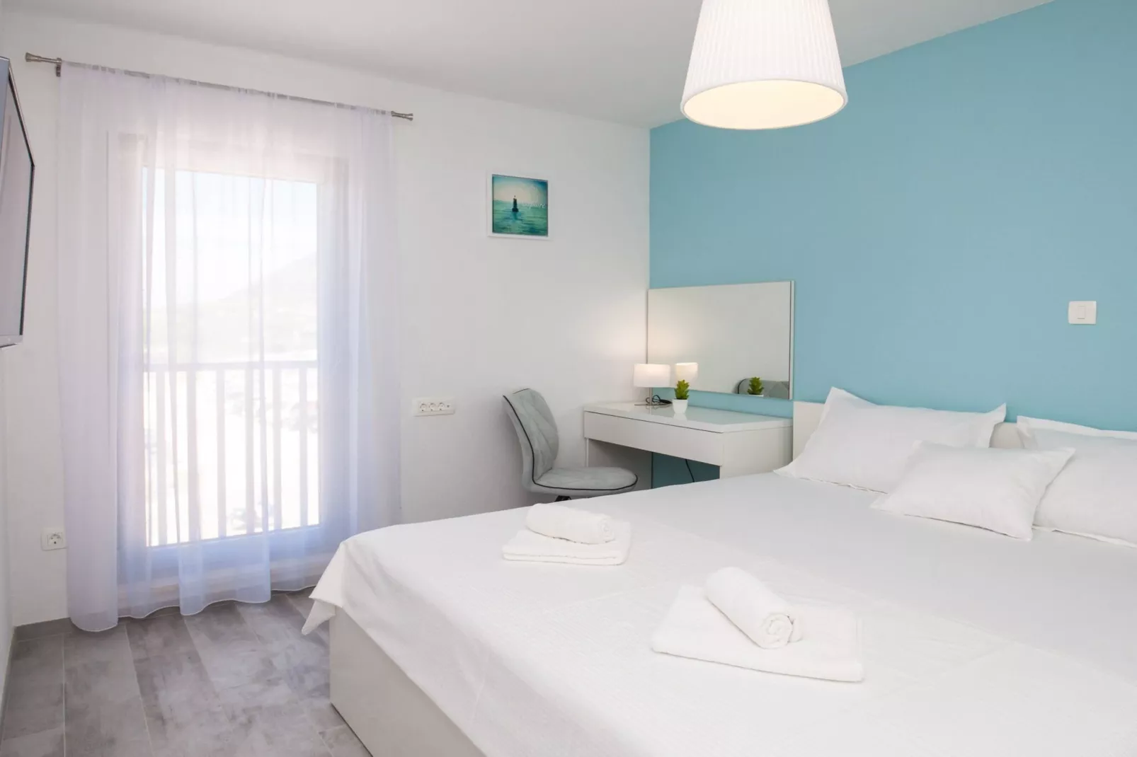 Apartments Dva Galeba - One Bedroom Apartment with Sea View (204)-Bedroom