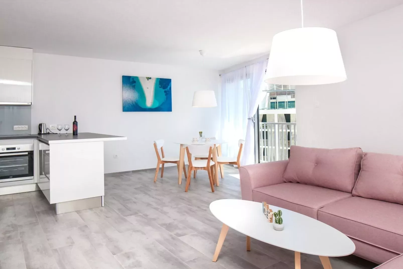 Apartments Dva Galeba - Comfort One Bedroom Apartment with Sea View (205)-Salon