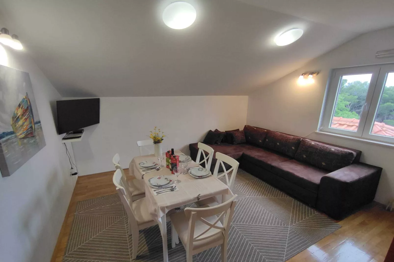 Apartments Kola - Two Bedroom Apartment with Balcony and Sea View (2)-Living room