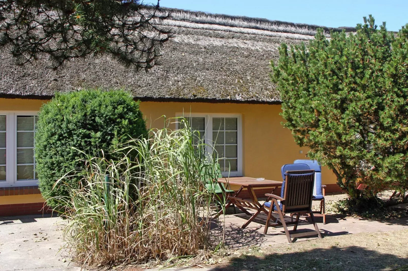 Appartementhaus Kathrin Wieck am Darß-2-Raum-App Typ 2-Außenbereich Sommer