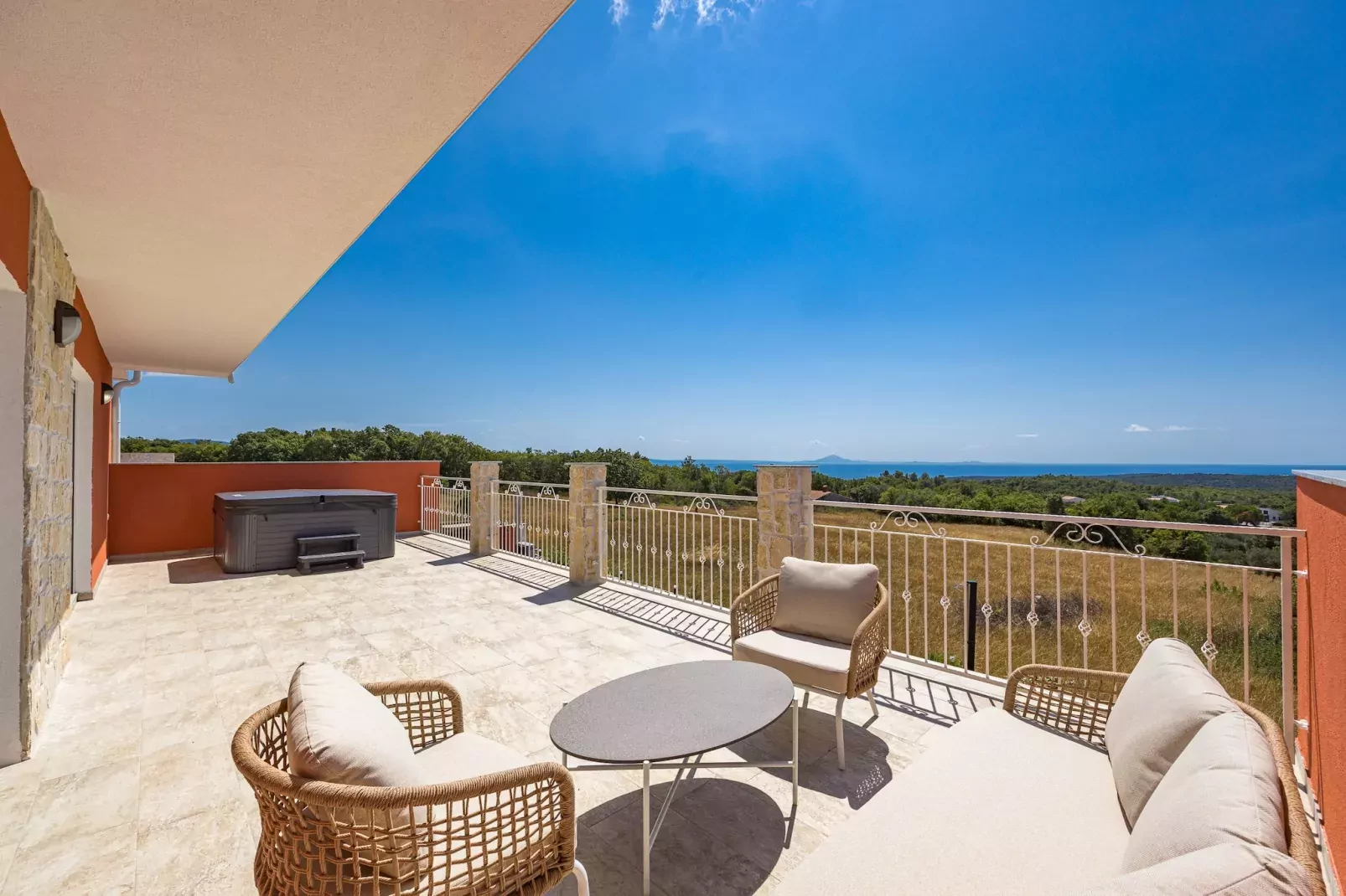 Enchanting Villa Rossa South with Pool and Jacuzzi-Terrace balcony