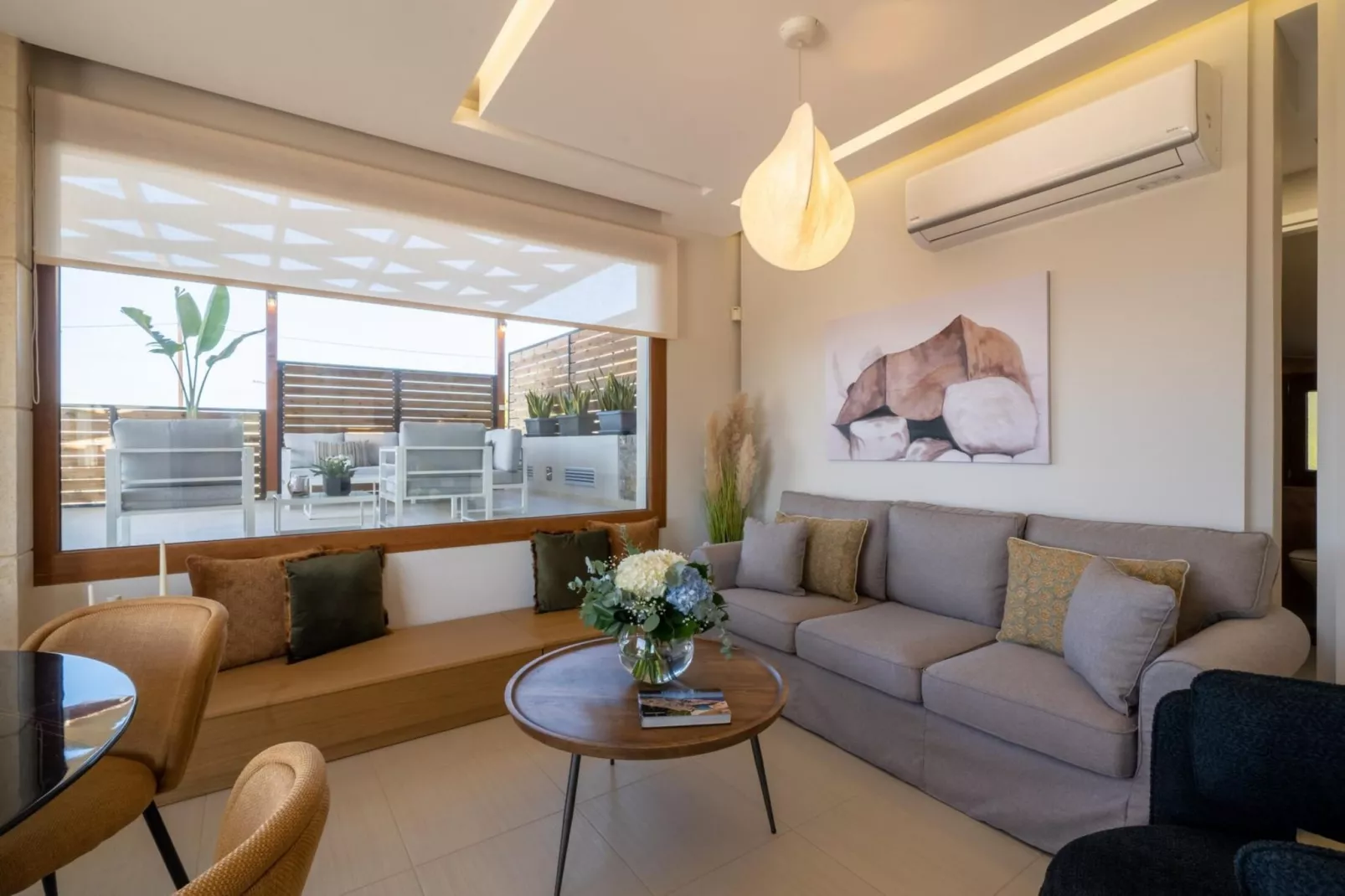 Villa Dimitra with swimming pool-Living room