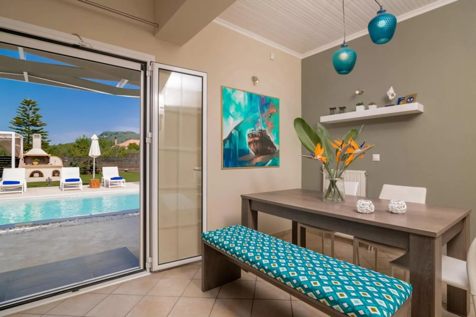 Madini Luxury villa with private Heated pool-Esszimmer