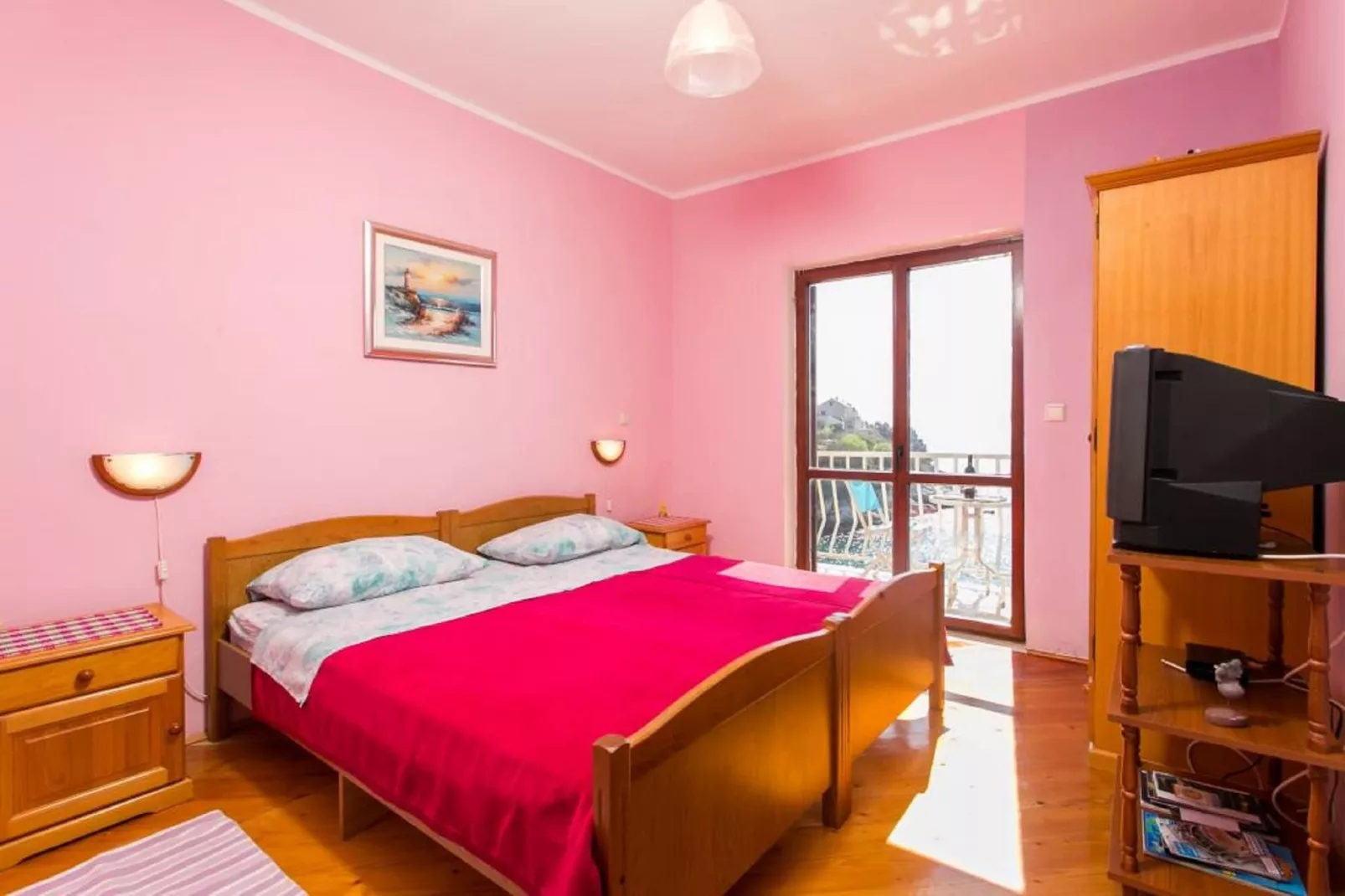 Apartments Neve - One-Bedroom Apartment with Balcony and Sea View-Bedroom