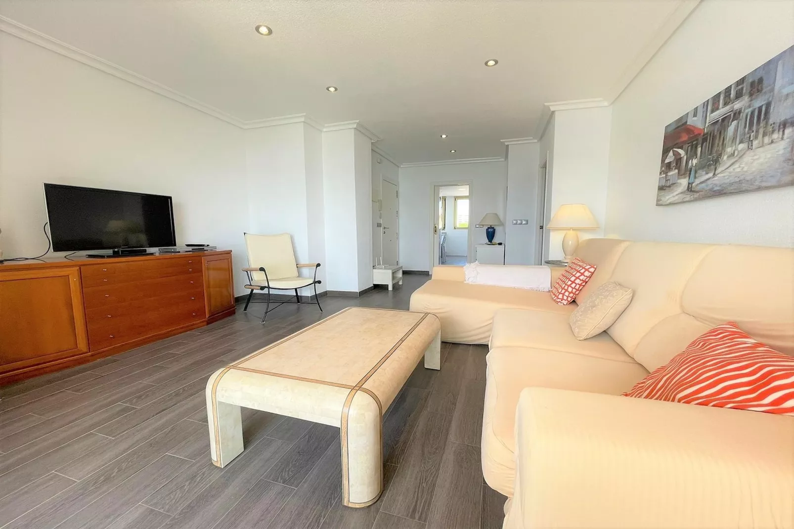 Apartamento con piscina frente al mar en La Manga del Mar Menor-Salon