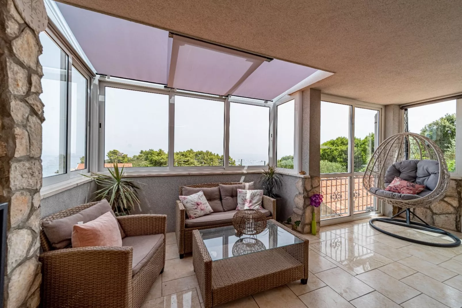 Stone House Blaca - Two Bedroom Stone House with Terrace and Sea View-Living room