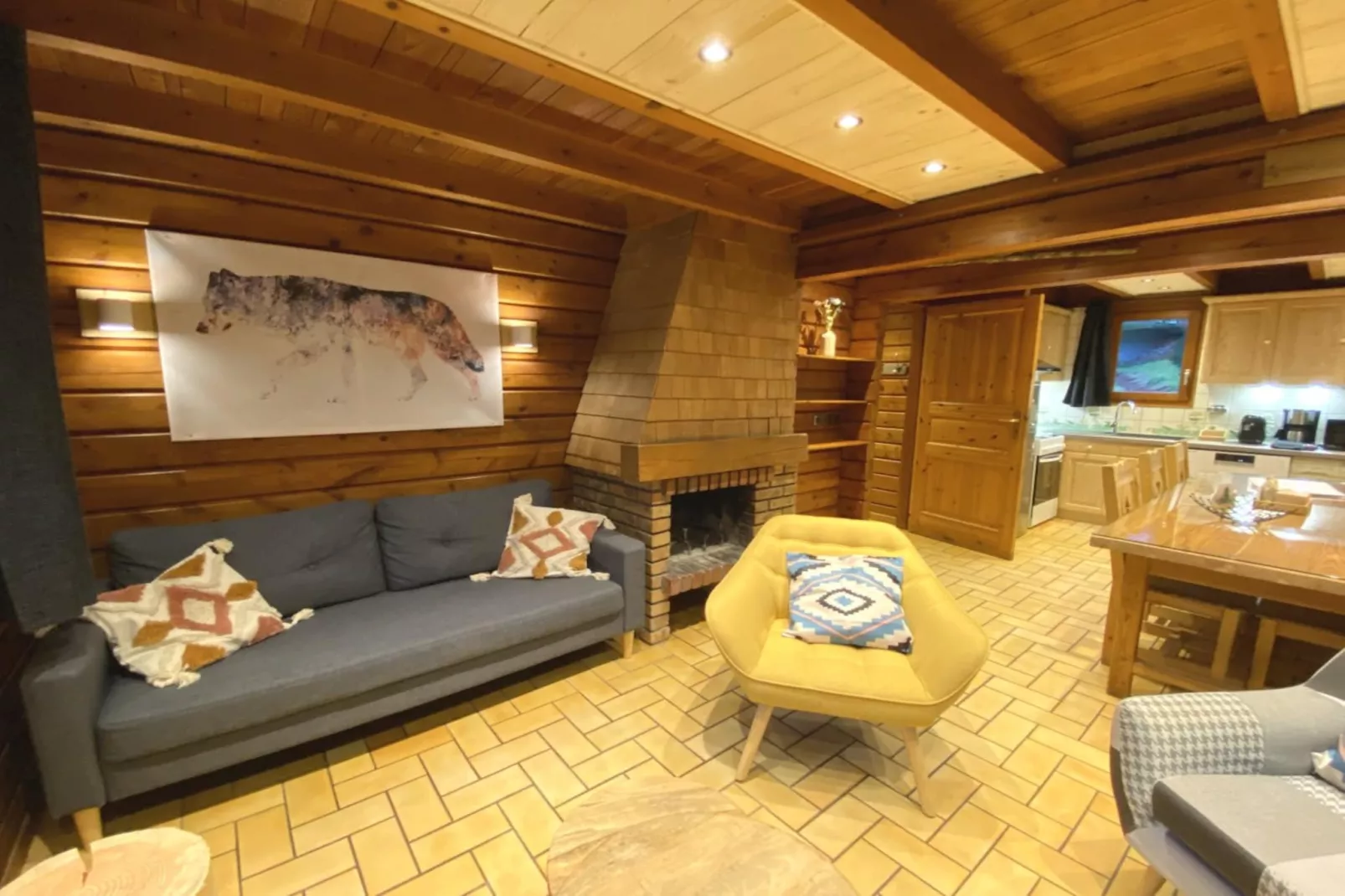 LE GRIZZLY Chalet en bois au calme-Wohnzimmer