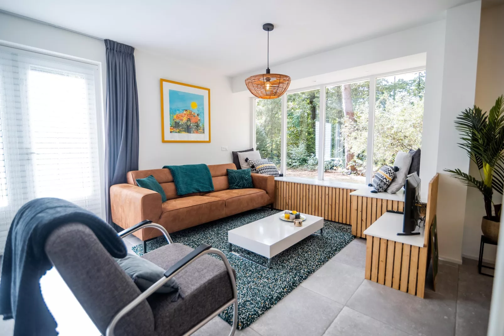 4-persoons stenen bosvilla-Living room