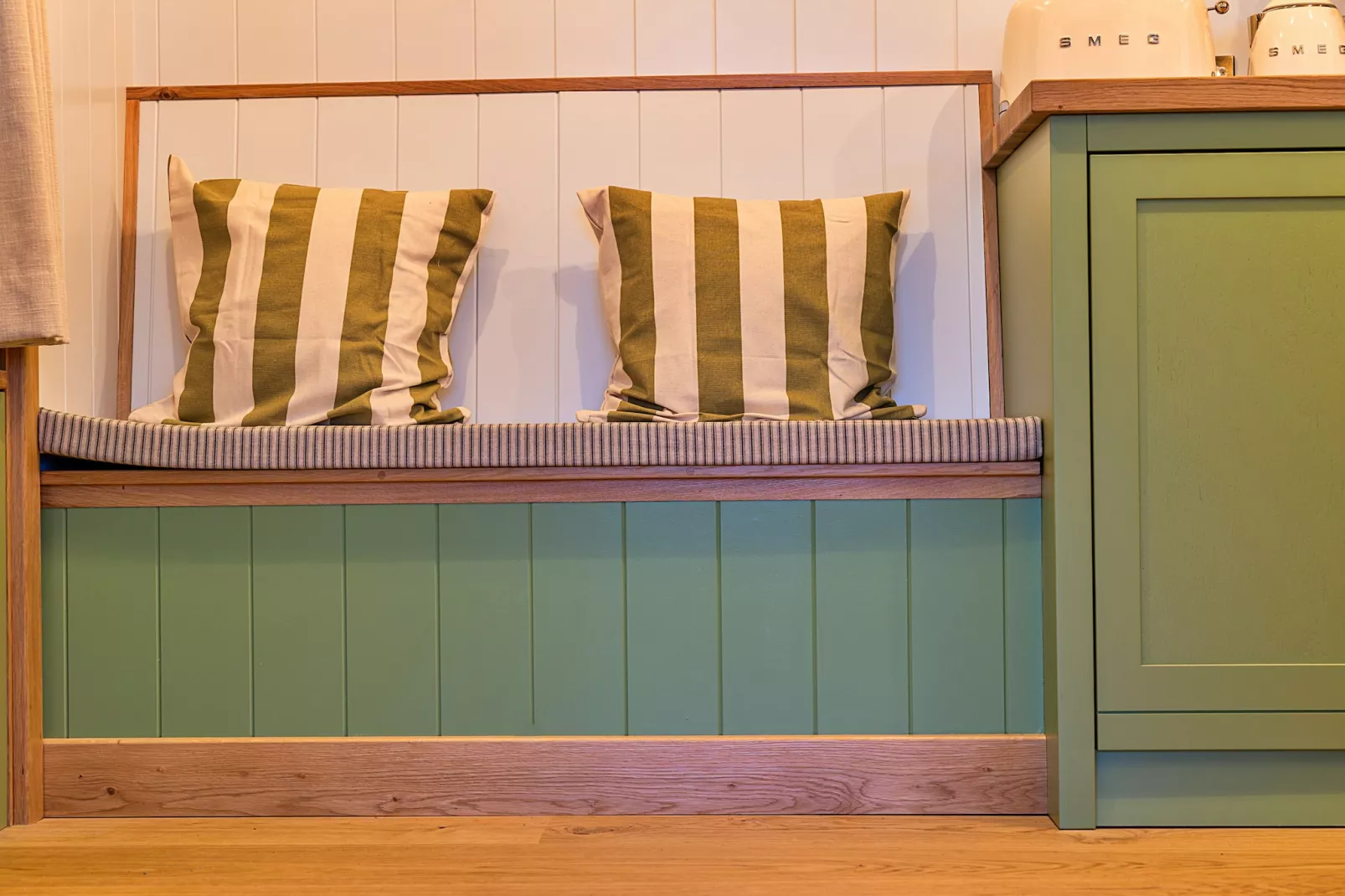 The Shepherd's Hut at Northcombe Farm-Living room
