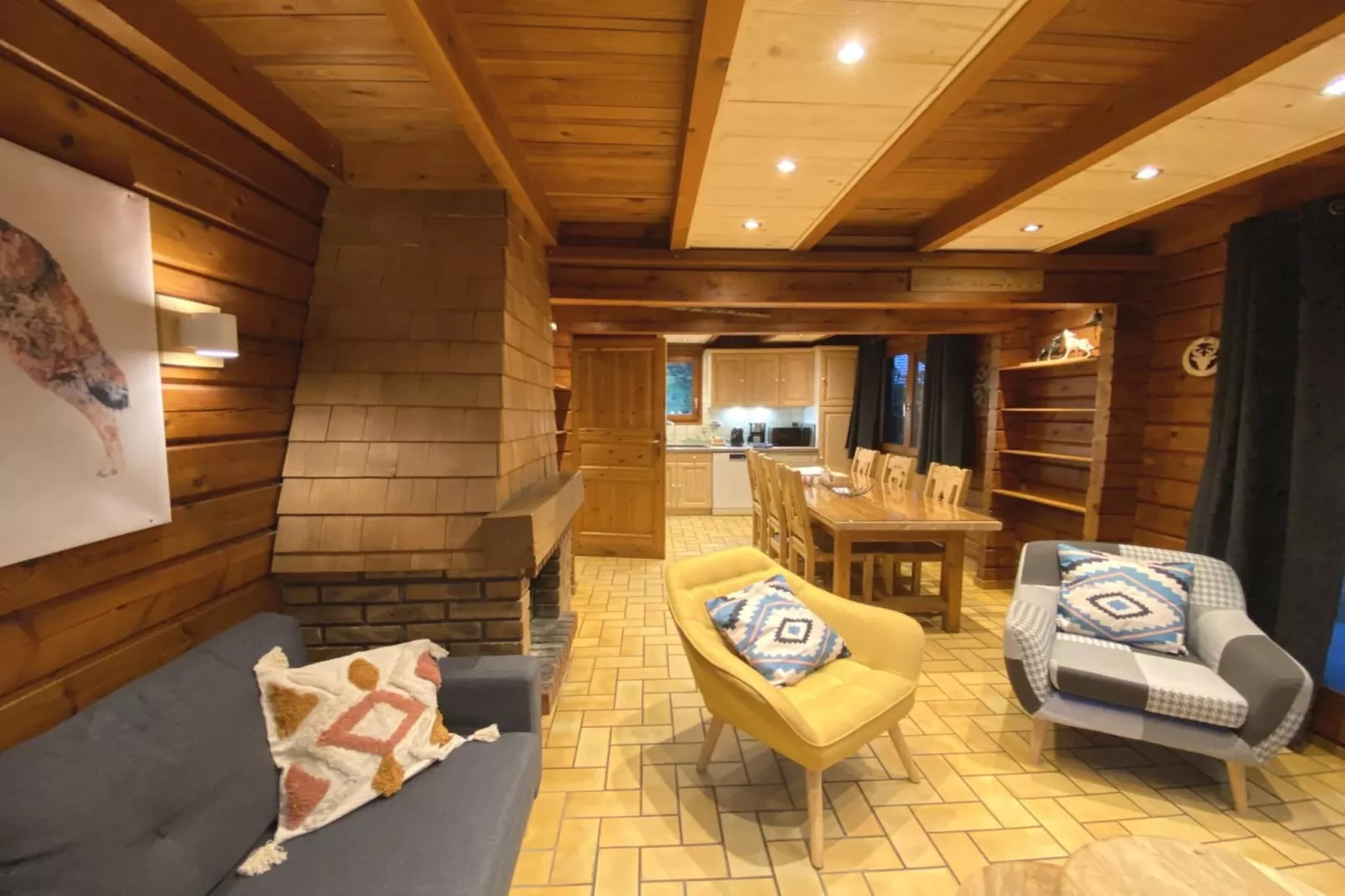 LE GRIZZLY Chalet en bois au calme-Wohnzimmer