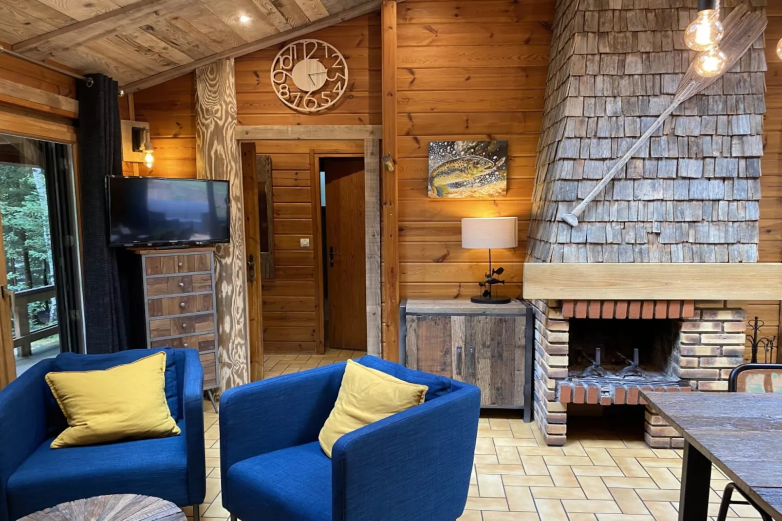 LE FISHING LODGE Chalet en bois avec Bain Nordique-Wohnzimmer