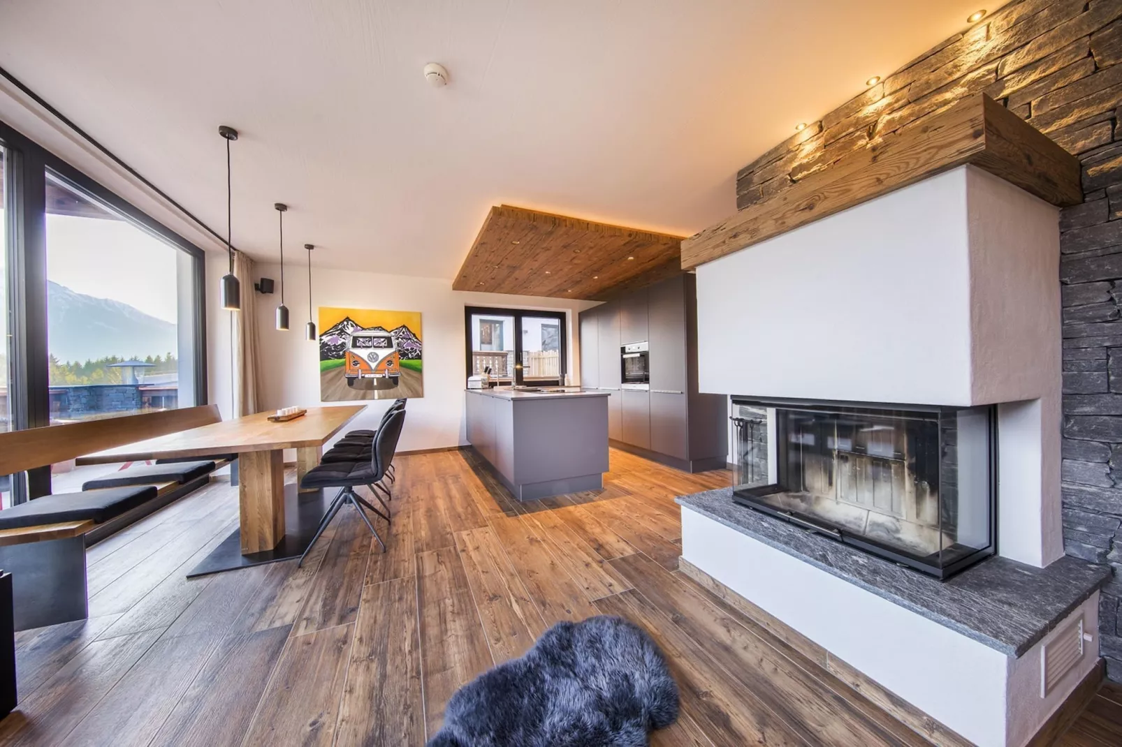 Nationalpark Chalet Schwarze Wand-Living room
