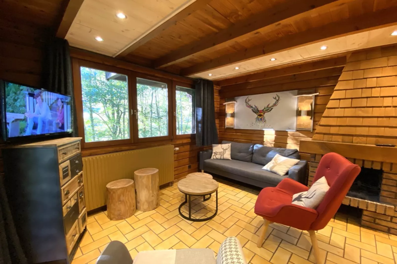 LE RENNE  Chalet en bois au calme avec SPA Jacuzzi-Salon