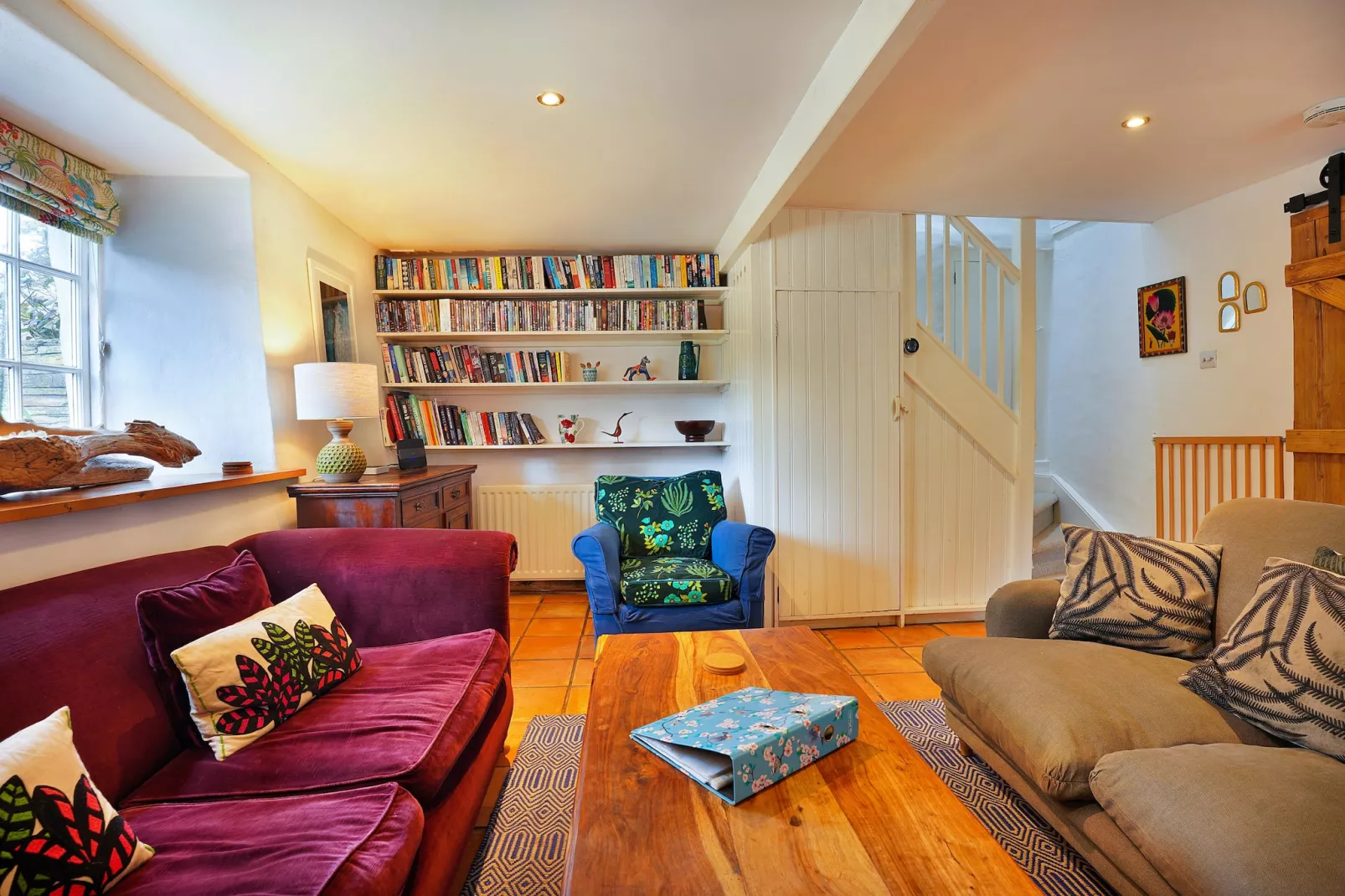 Porthcothan Mill Cottage-Living room
