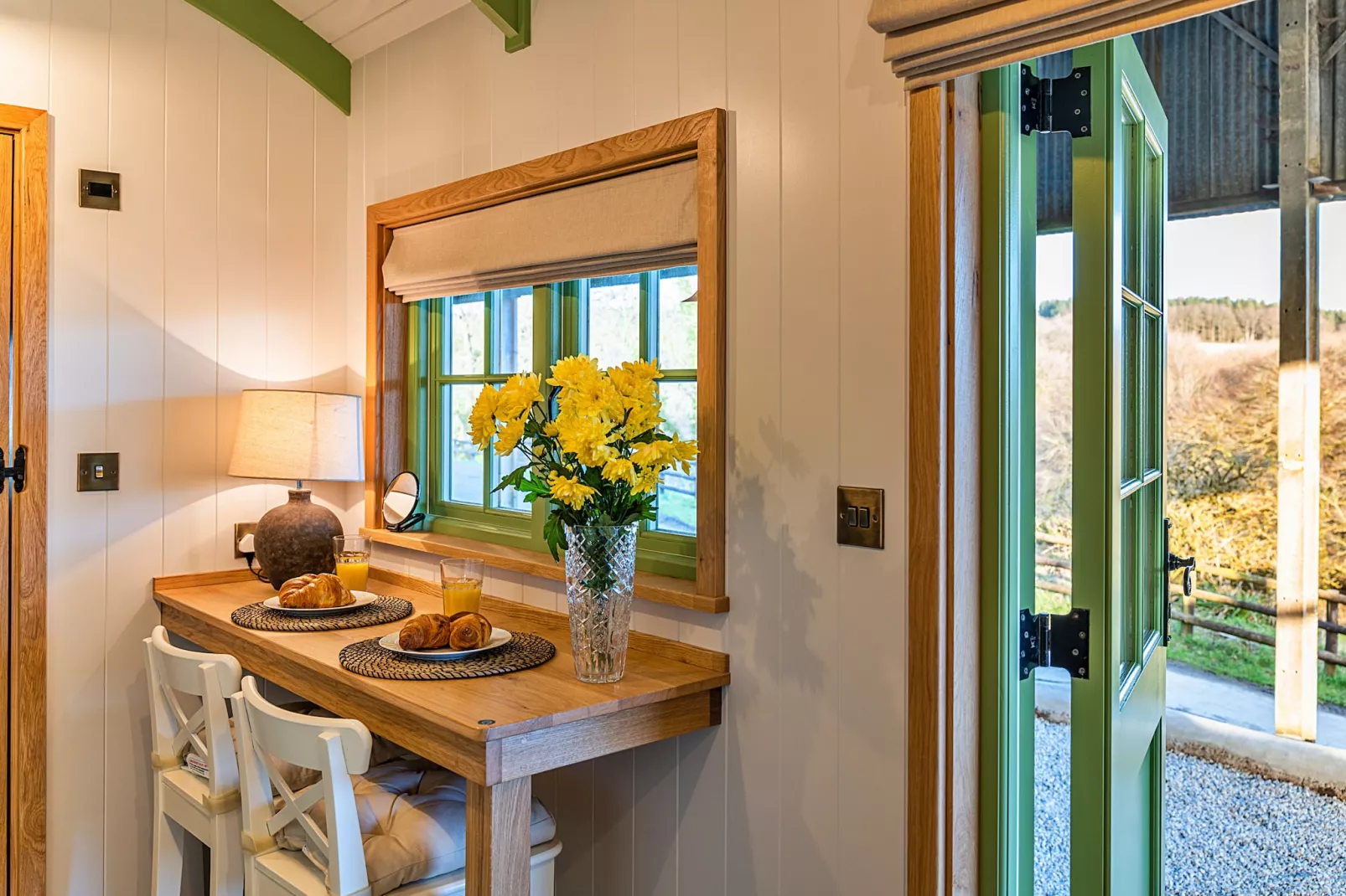 The Shepherd's Hut at Northcombe Farm-Dining room