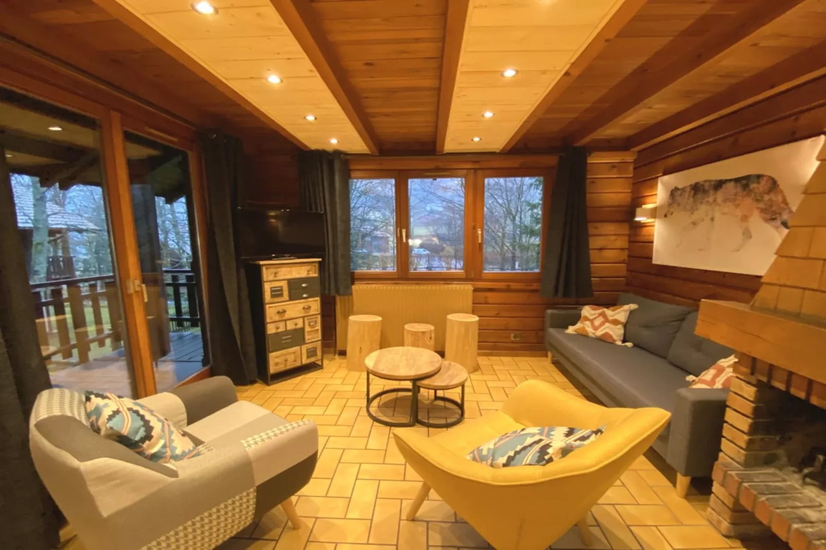 LE GRIZZLY Chalet en bois au calme-Wohnzimmer