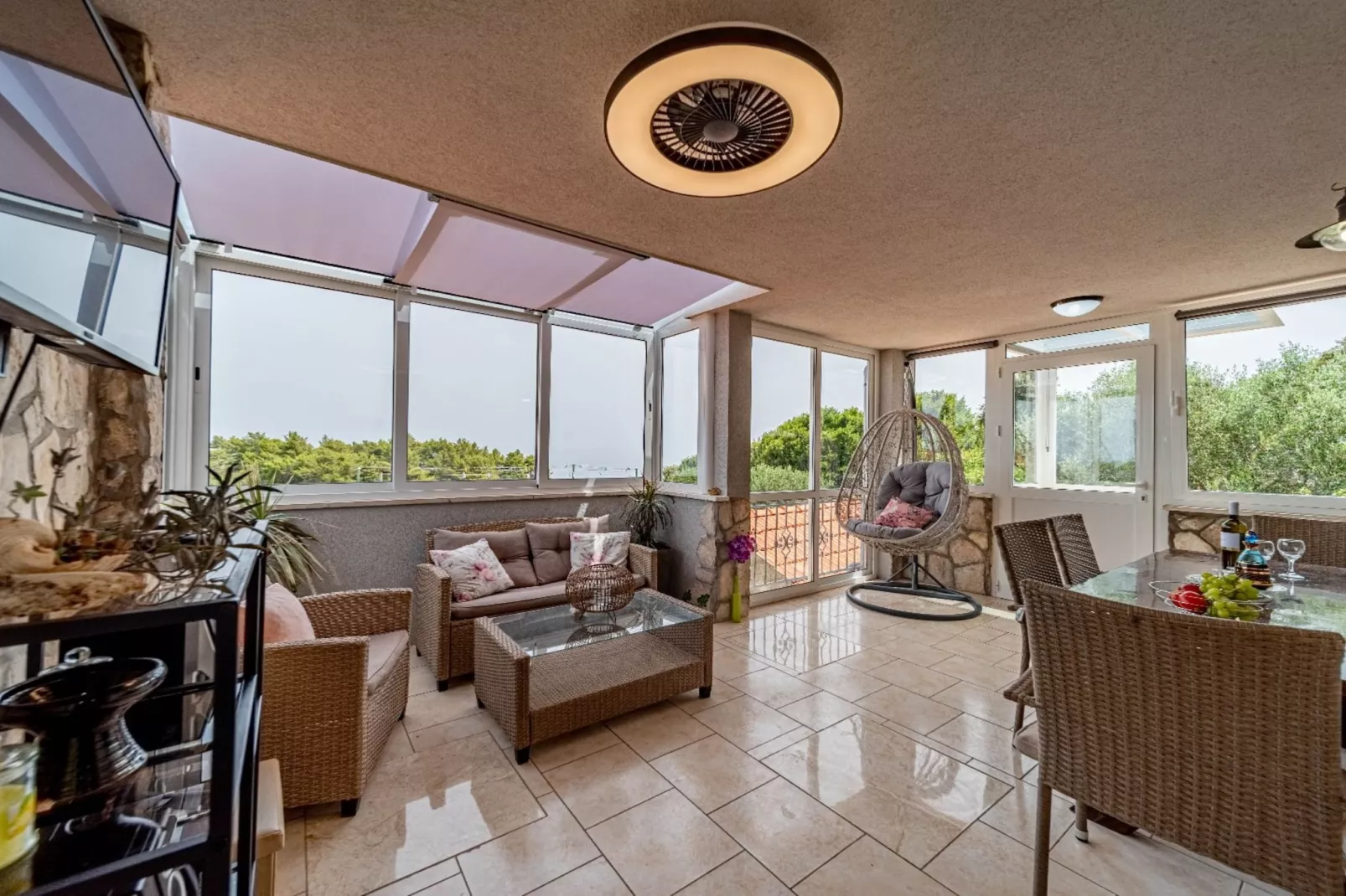 Stone House Blaca - Two Bedroom Stone House with Terrace and Sea View-Living room