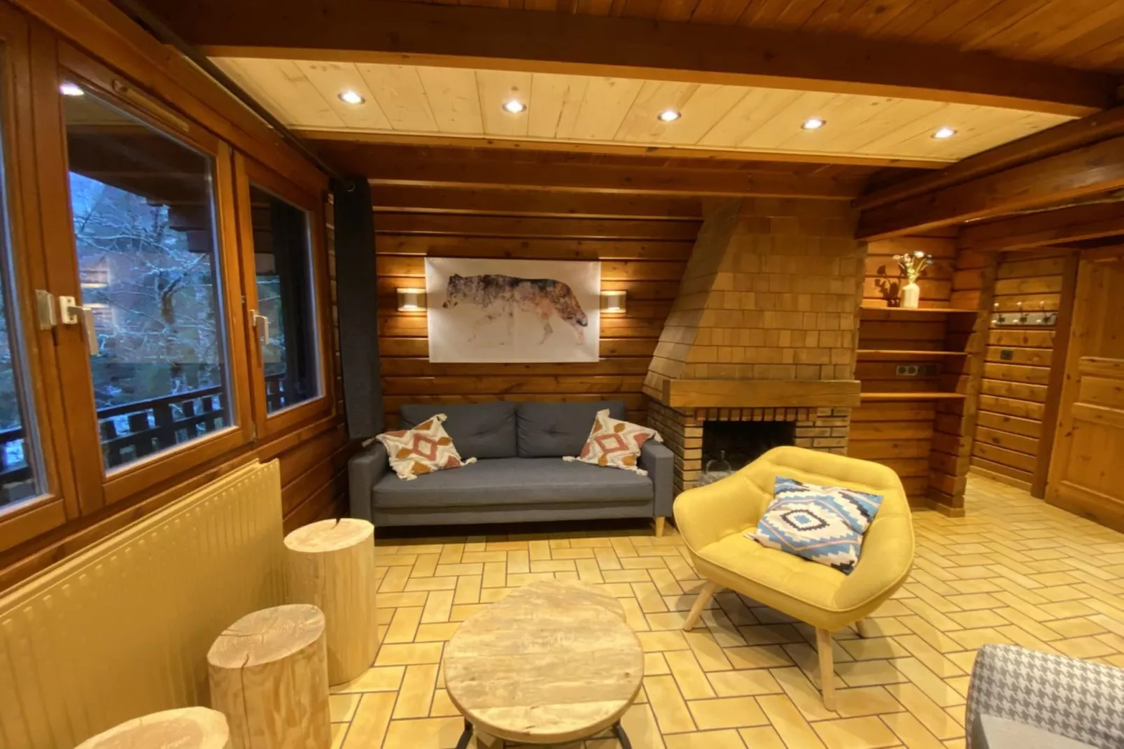 LE GRIZZLY Chalet en bois au calme-Wohnzimmer