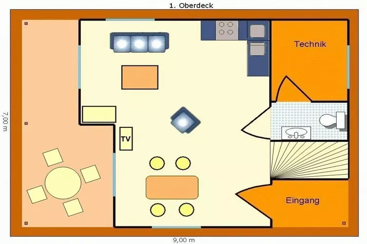 Haus 7 - Steg F - Comfort / 4 Personen-Floor plan