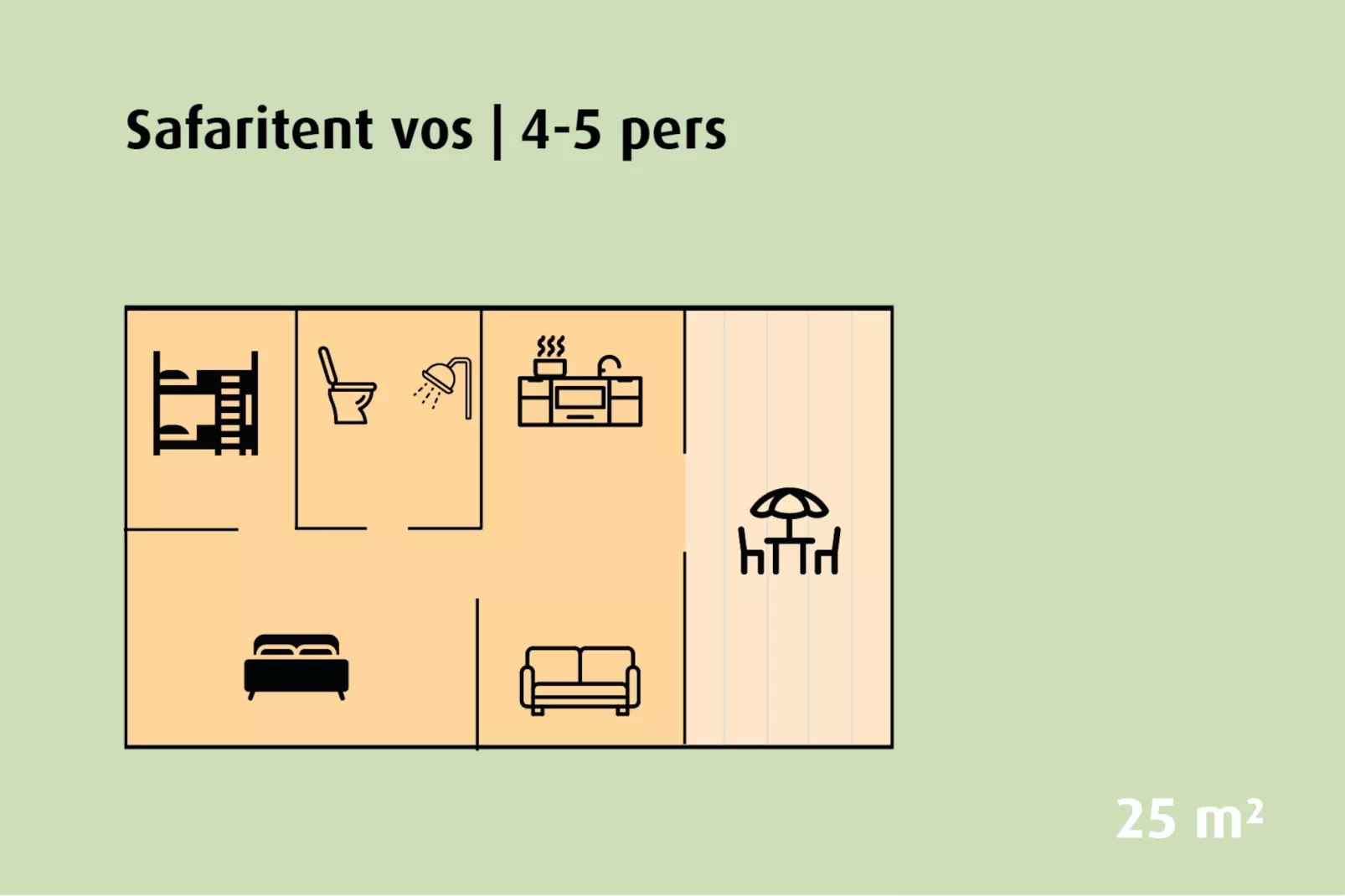 Safari tent 'Vos' | 2 - 5 people-Floor plan