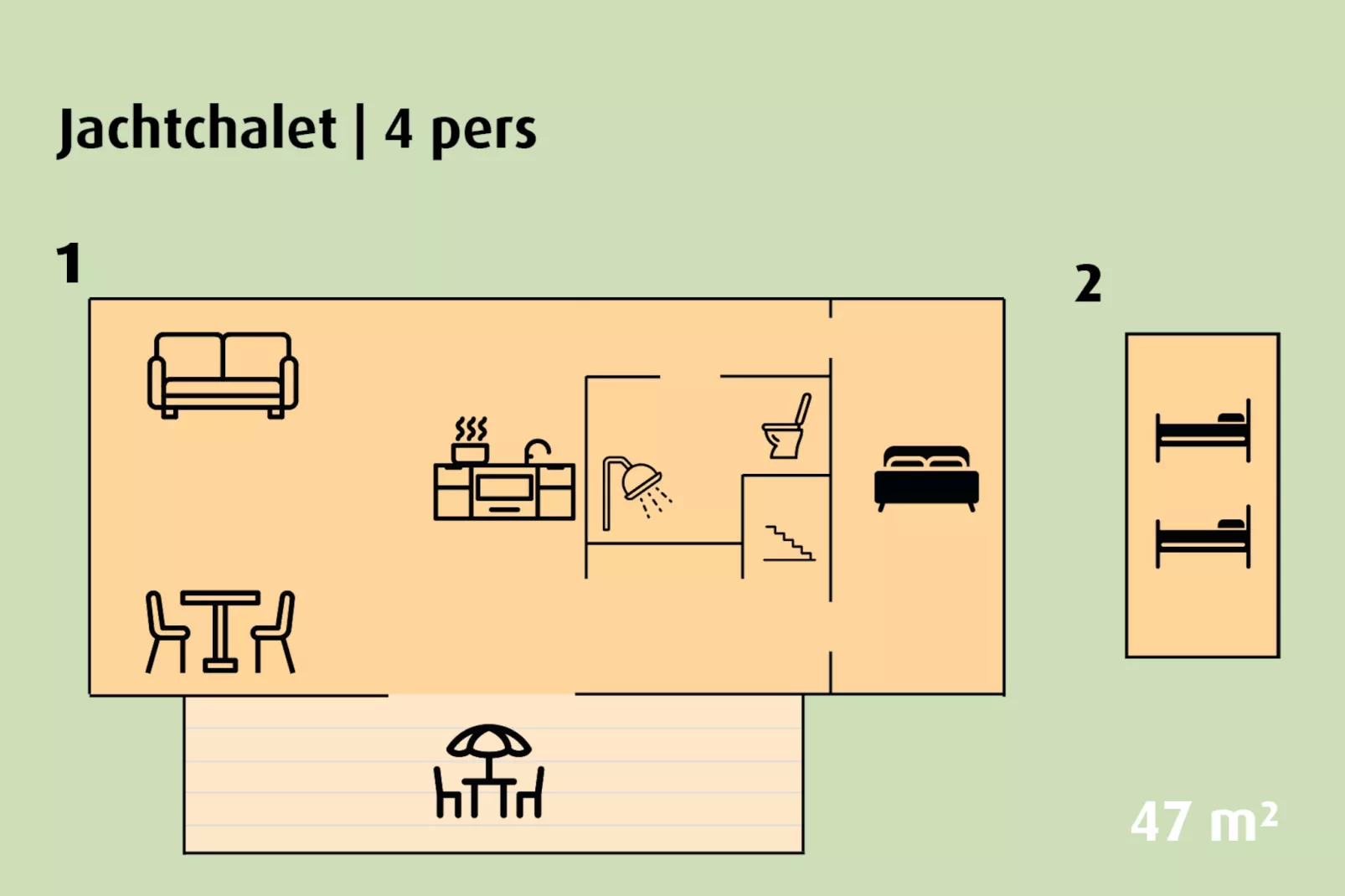 Jachtchalet | 2 - 4 pers | Pets Allowed-Grundriss