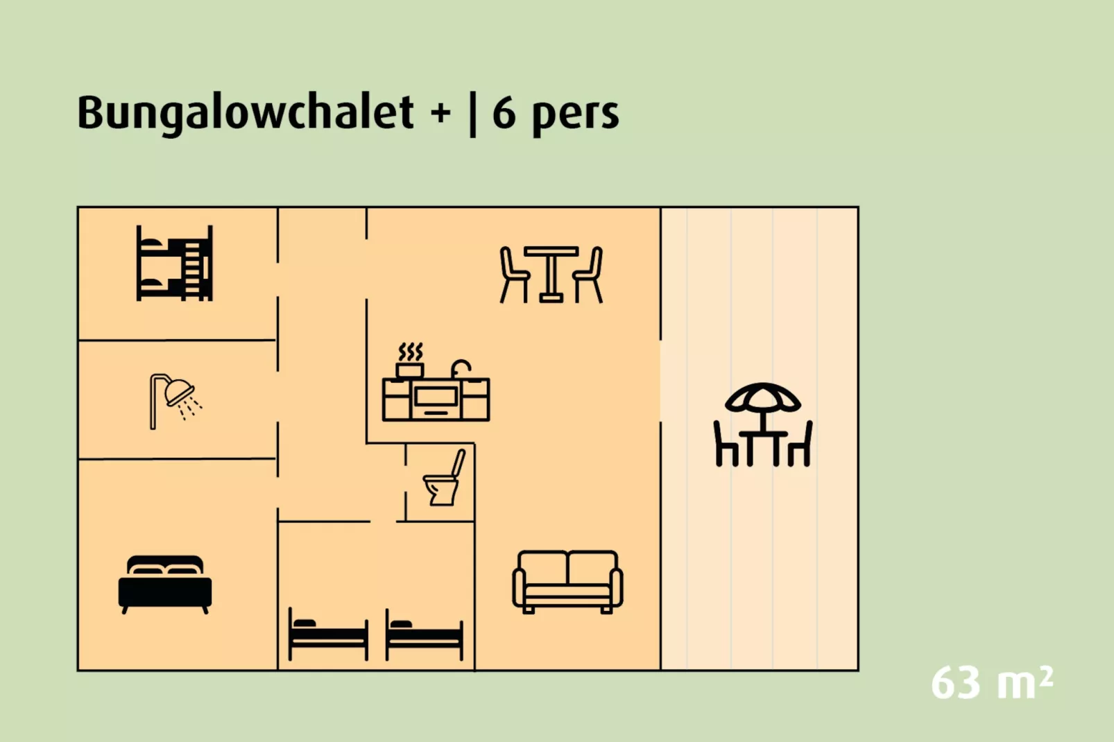 Bungalow Chalet+ | 2 - 6 people-Floor plan
