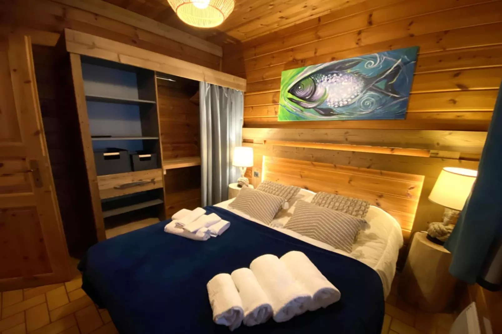 LE FISHING LODGE Chalet en bois avec Bain Nordique-Schlafzimmer
