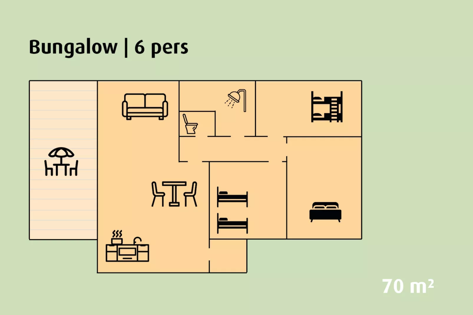 Semi-detached Bungalow | 2 - 6 people-Floor plan