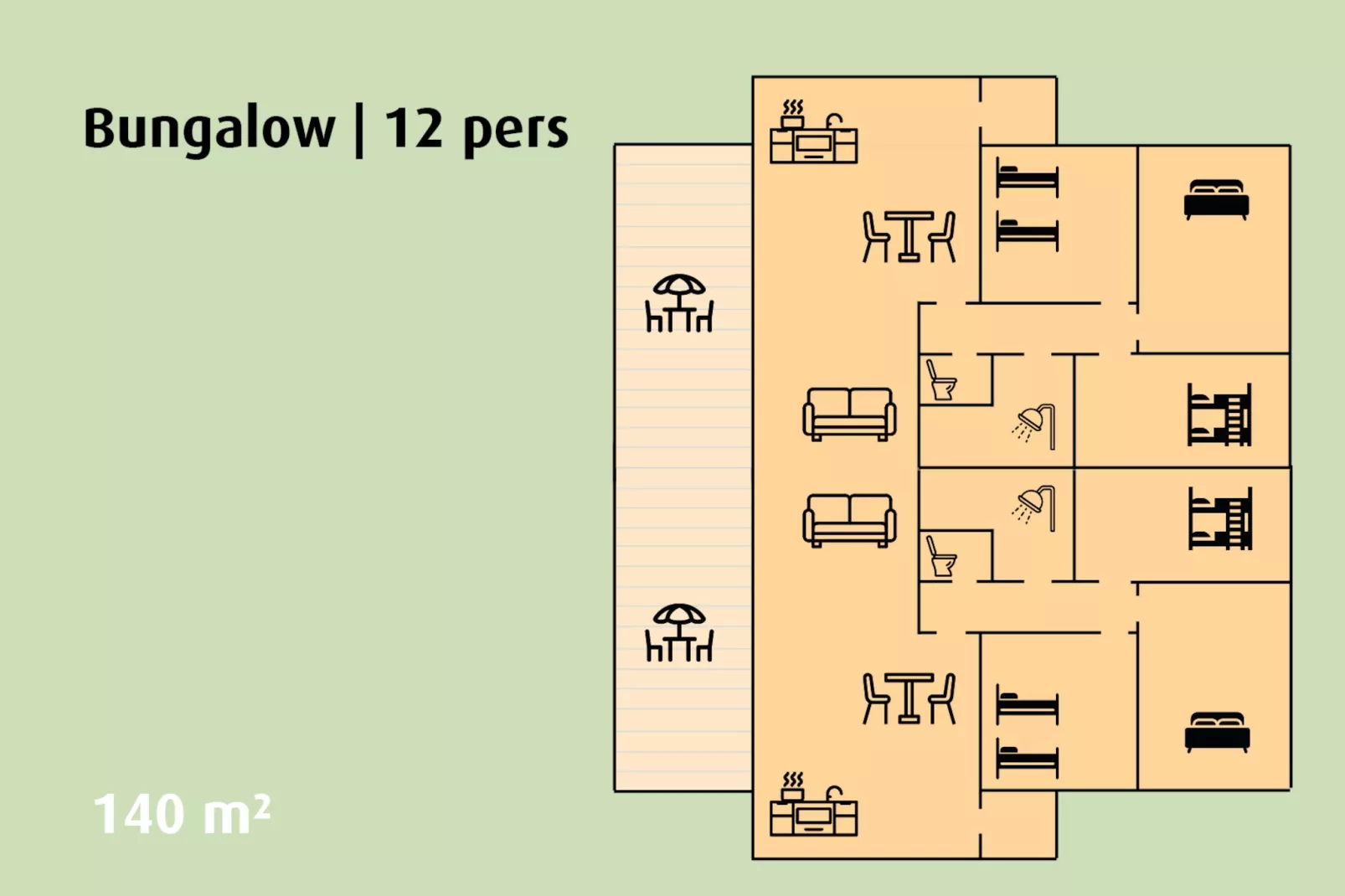 Bungalow | 12 people-Floor plan
