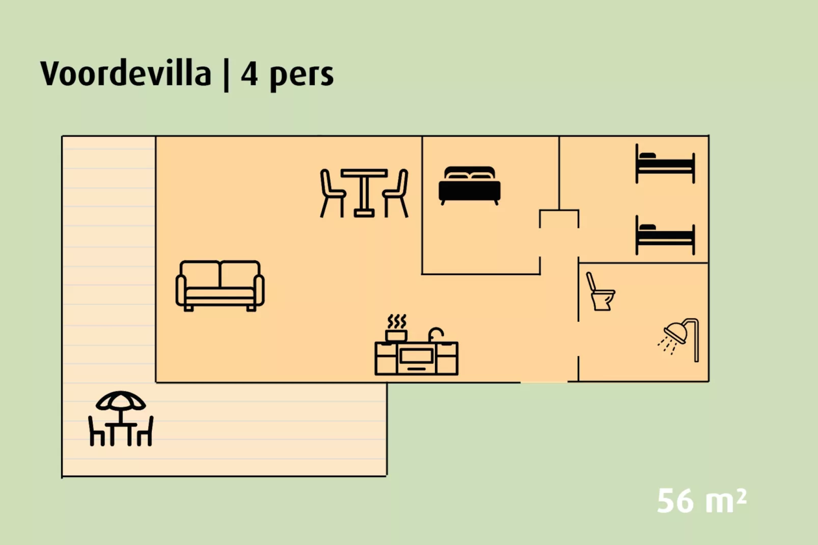 Voordevilla | 2 - 4 persons-Floor plan