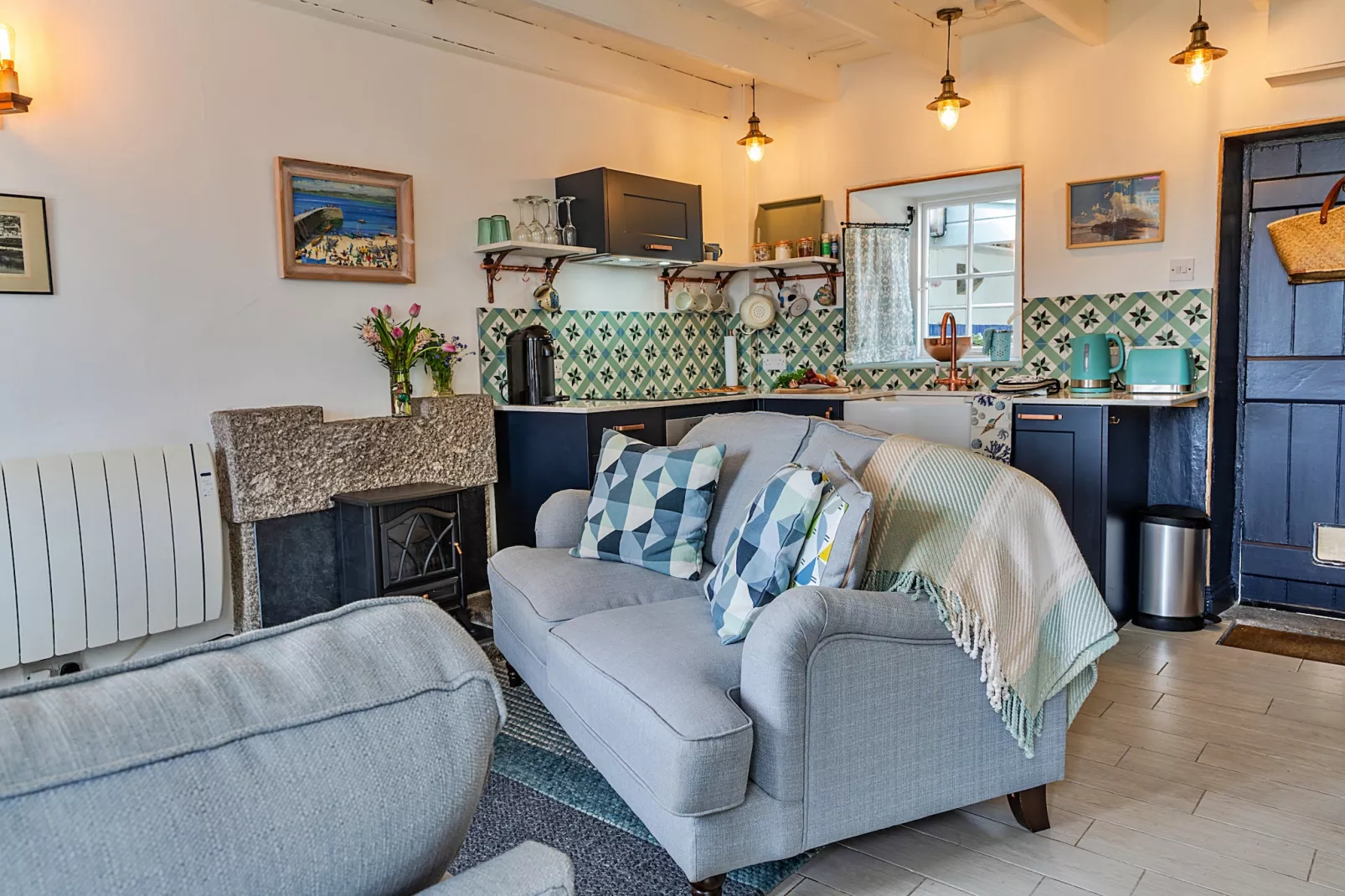 Cosy Mousehole Cottage with Sea Views-Living room