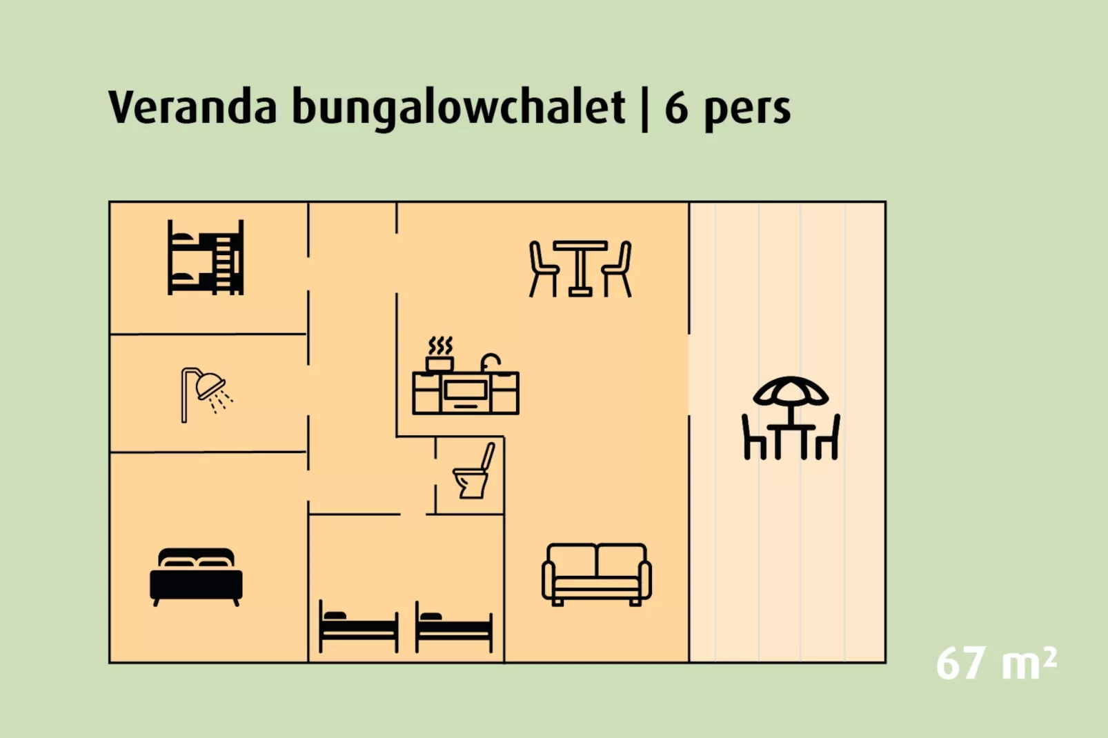 Patio Bungalow Chalet | 2 - 6 people-Grundriss