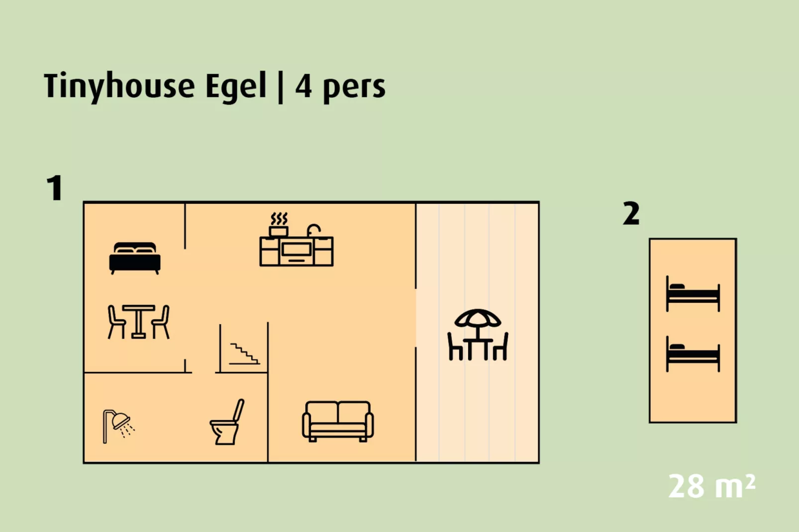Tinyhouse 'Egel' | 2 - 4 persons-Floor plan