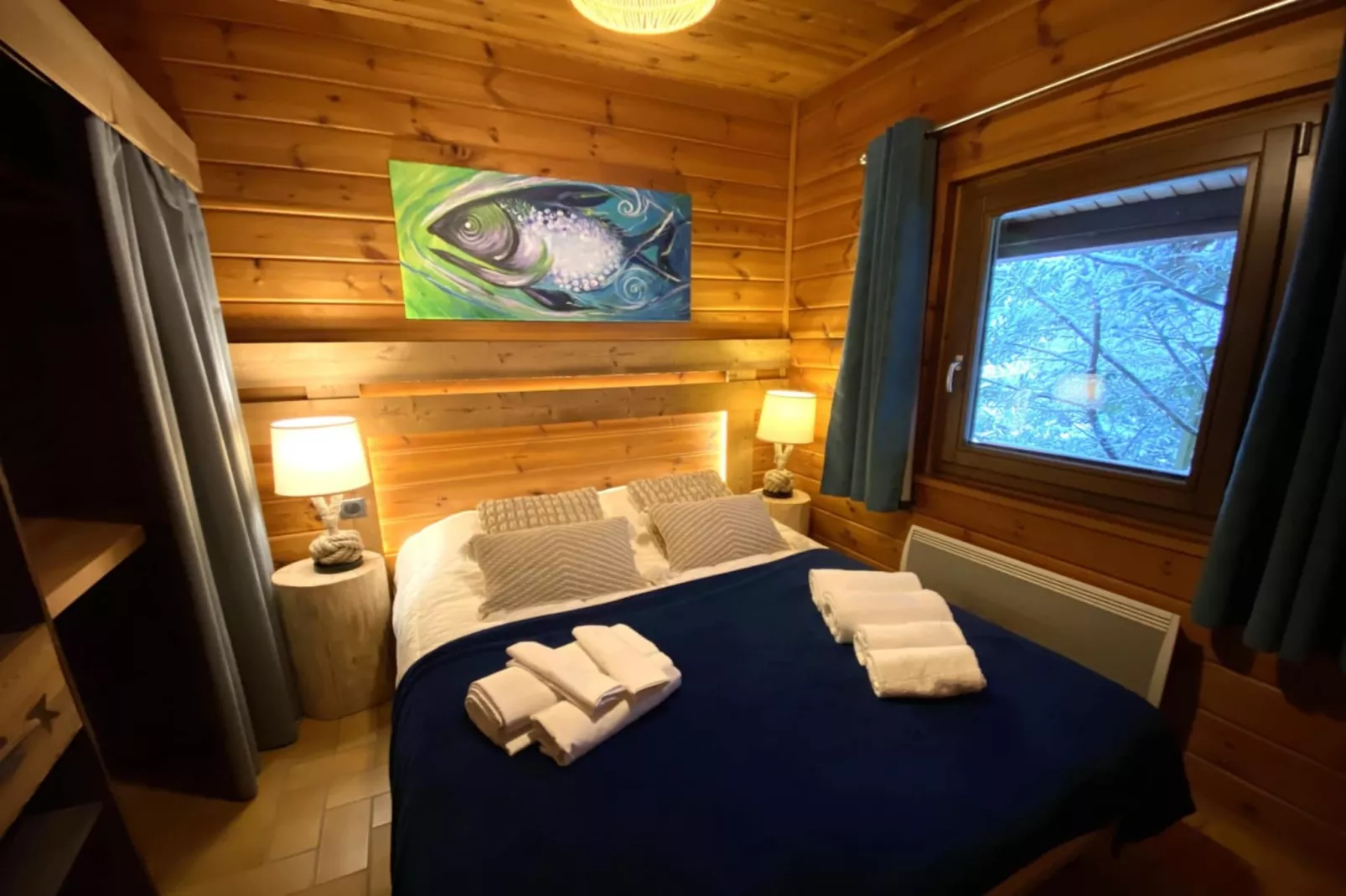 LE FISHING LODGE Chalet en bois avec Bain Nordique-Schlafzimmer