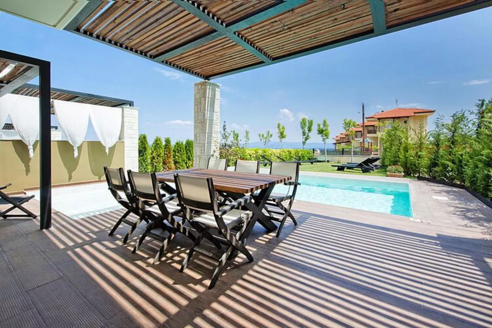 Holiday homes Sunny Villas Resort and SPA Chanioti-EXCLUSIVE FAMILIY VILLA 4 BEDROOMS private pool-Terrasse